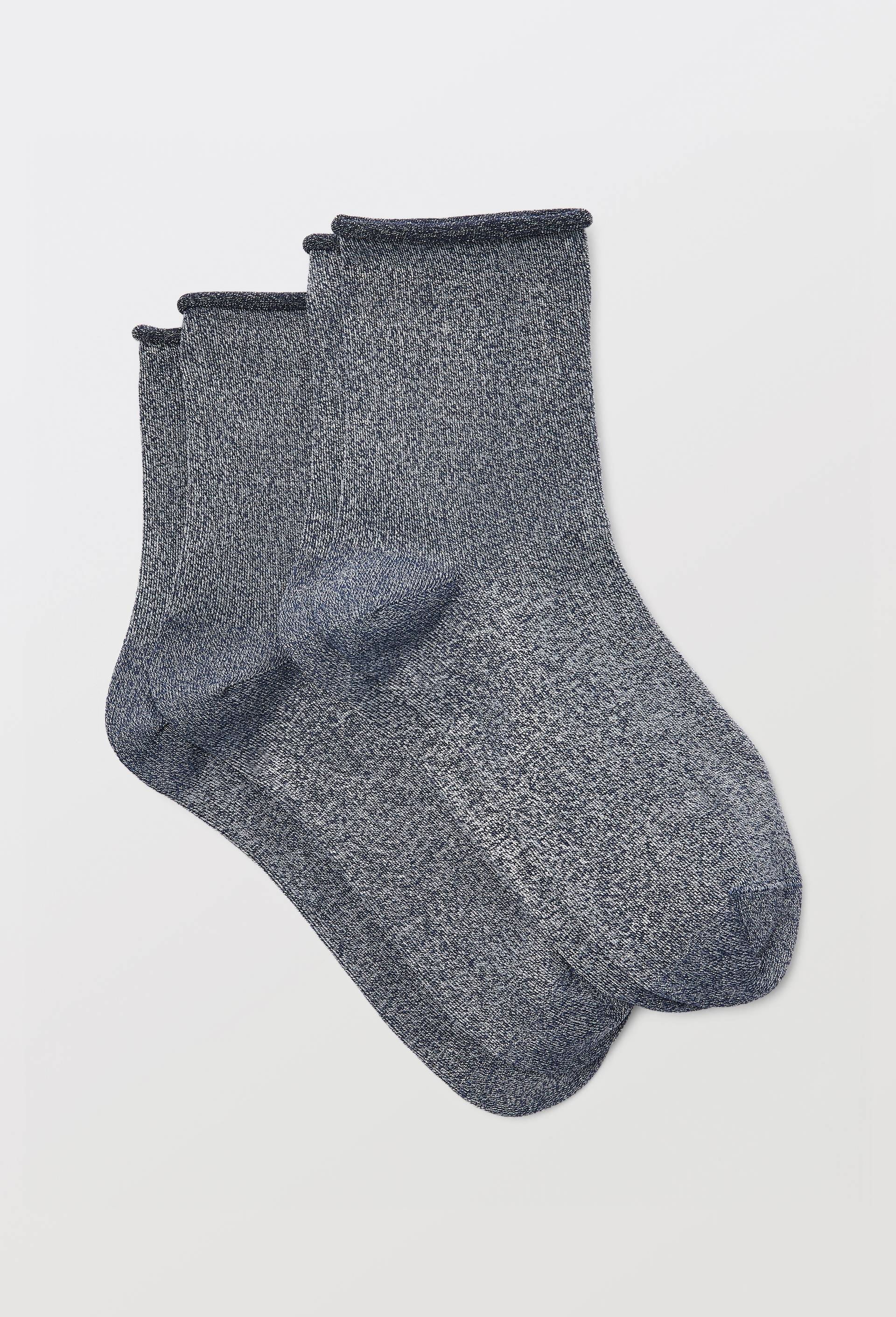 Paire de socquettes en lurex DIM, Bleu fonc&eacute;, swatch image