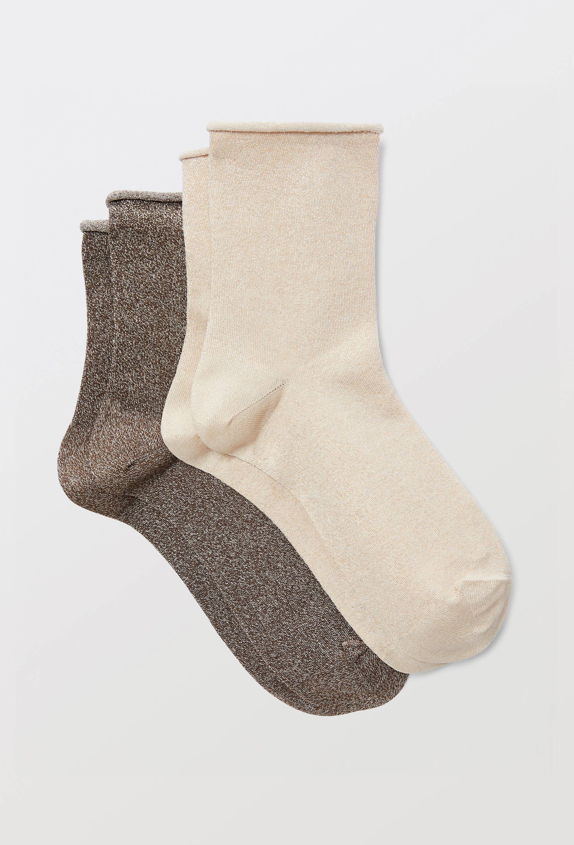Paire de socquettes en lurex DIM, Brun, large image number 0.0