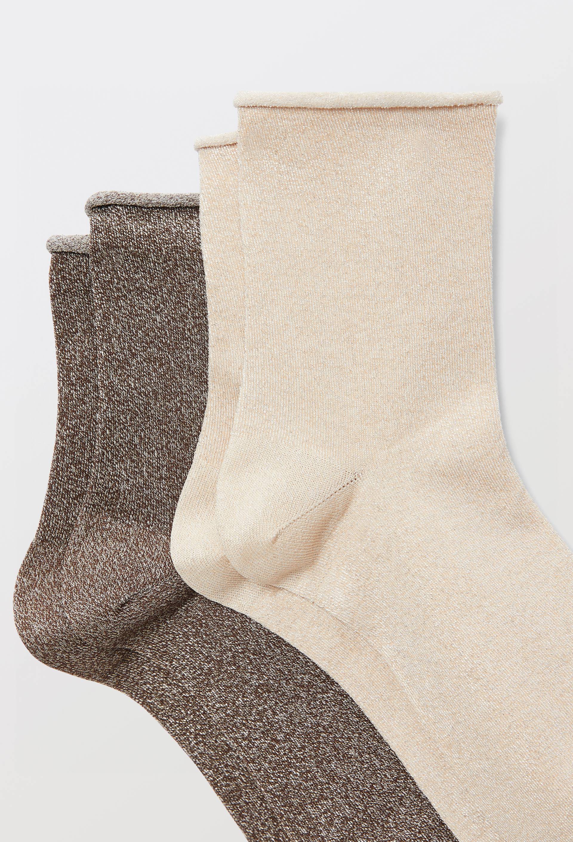 Paire de socquettes en lurex DIM, Brun, large image number 1