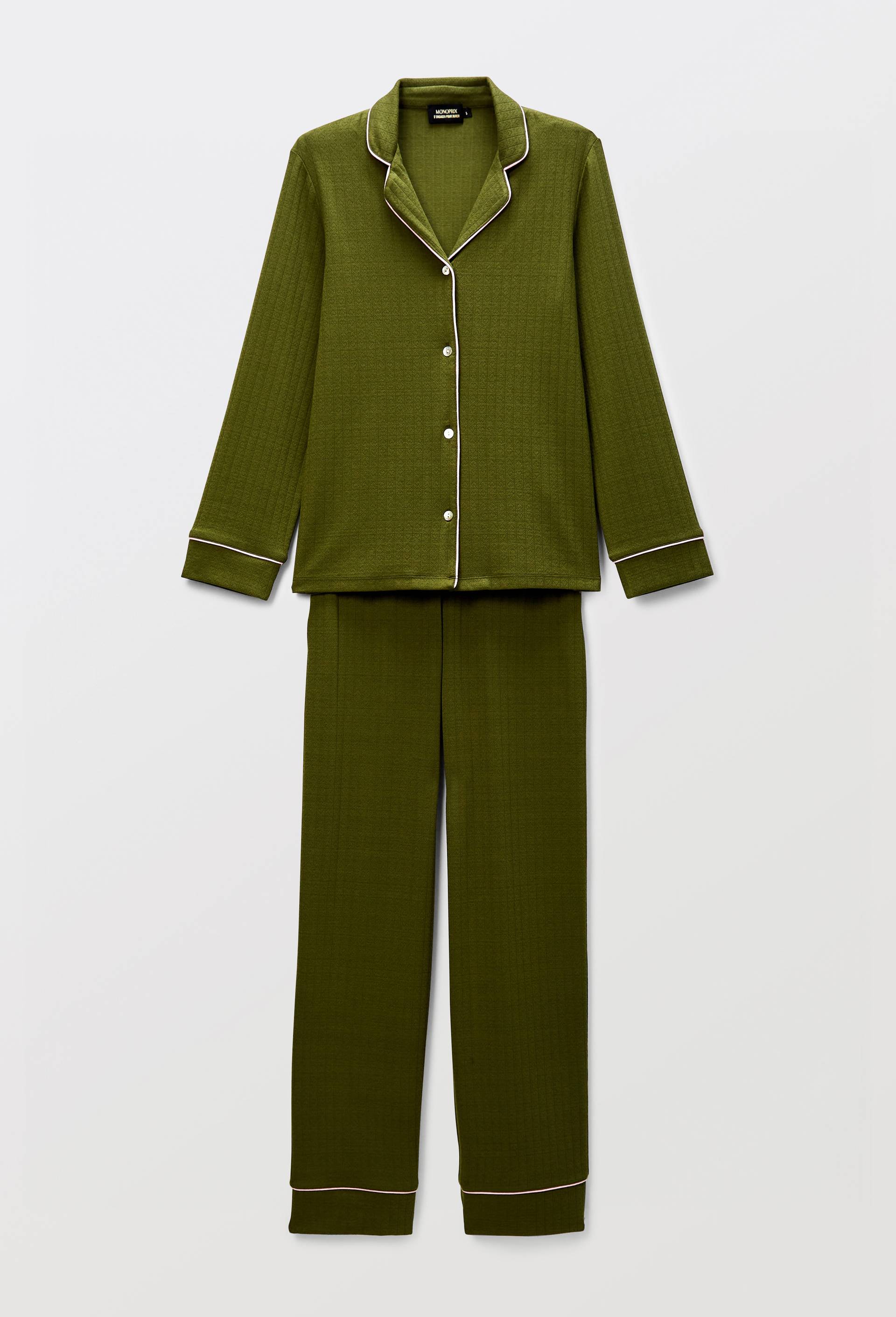 Pyjama uni en modal et coton, Vert, large image number 2
