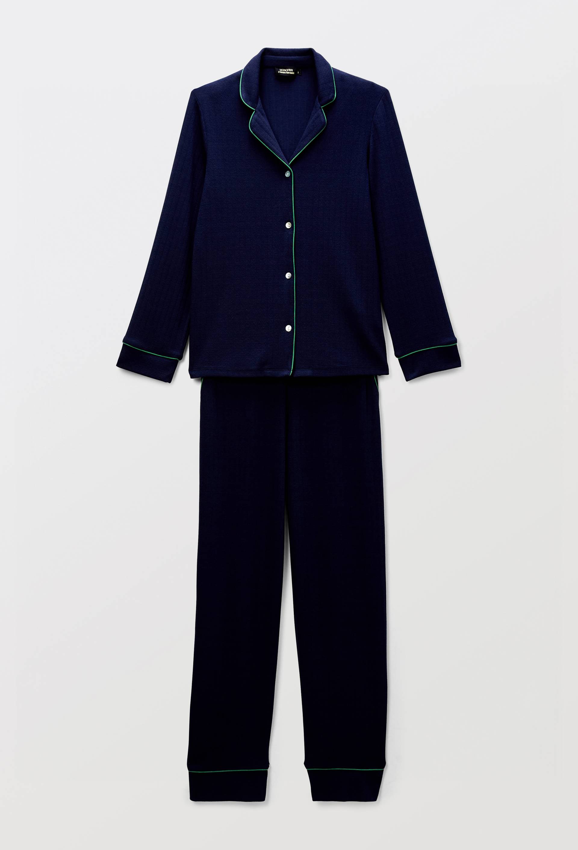 Pyjama uni en modal et coton, Bleu fonc&eacute;, large image number 2