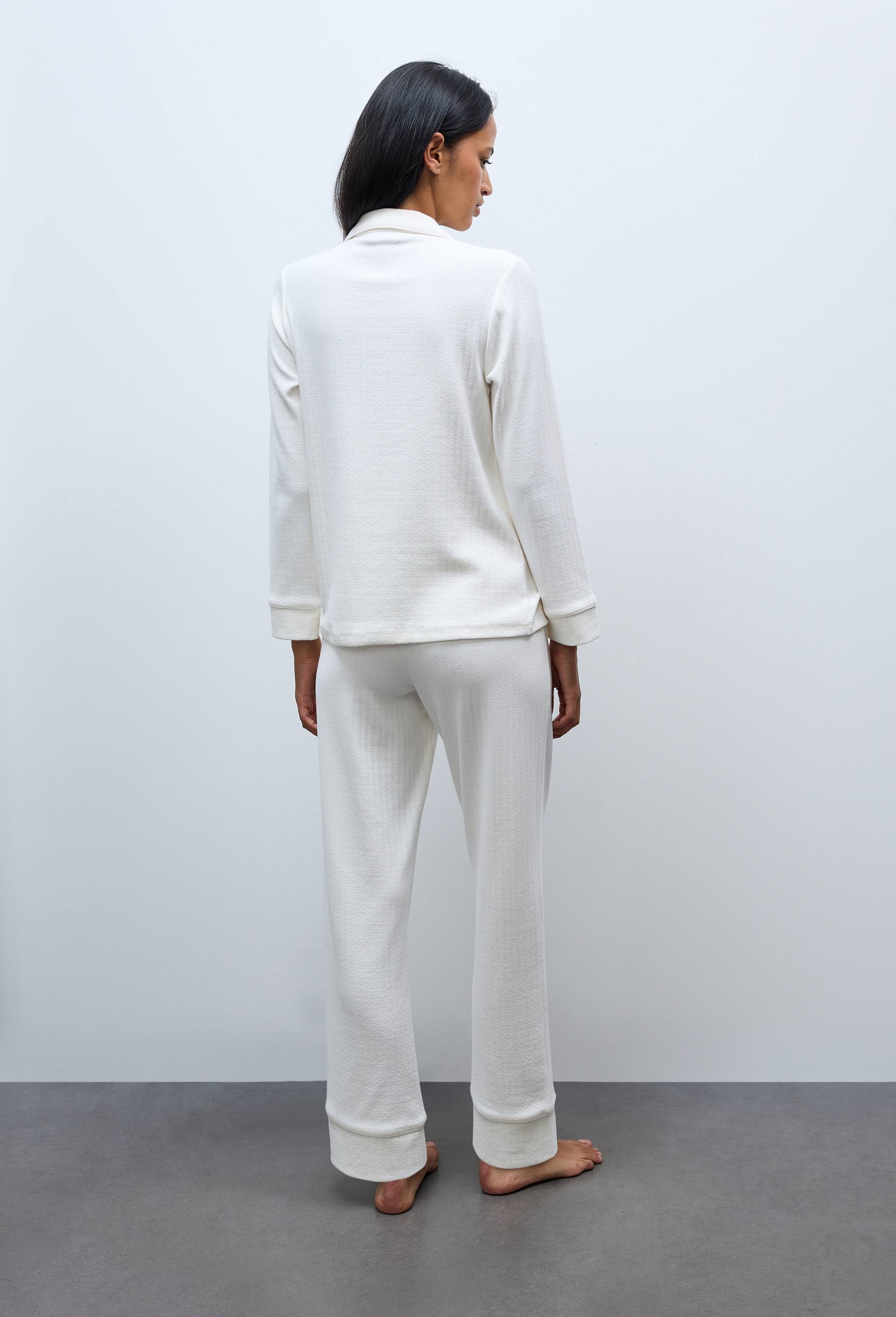 Pyjama uni en modal et coton, Blanc, large image number 1