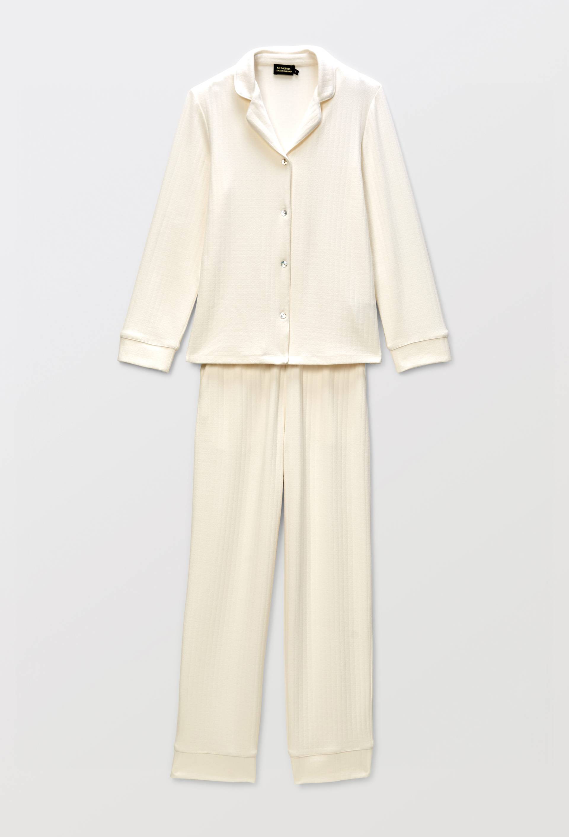 Pyjama uni en modal et coton, Blanc, large image number 2