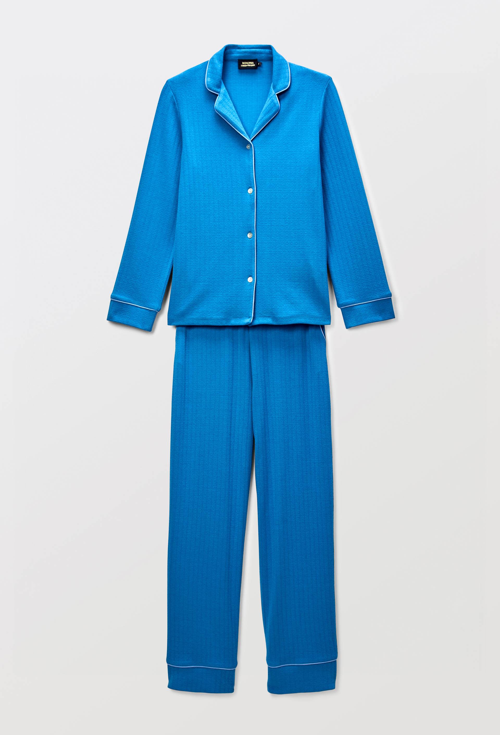 Pyjama uni en modal et coton, Bleu, large image number 2
