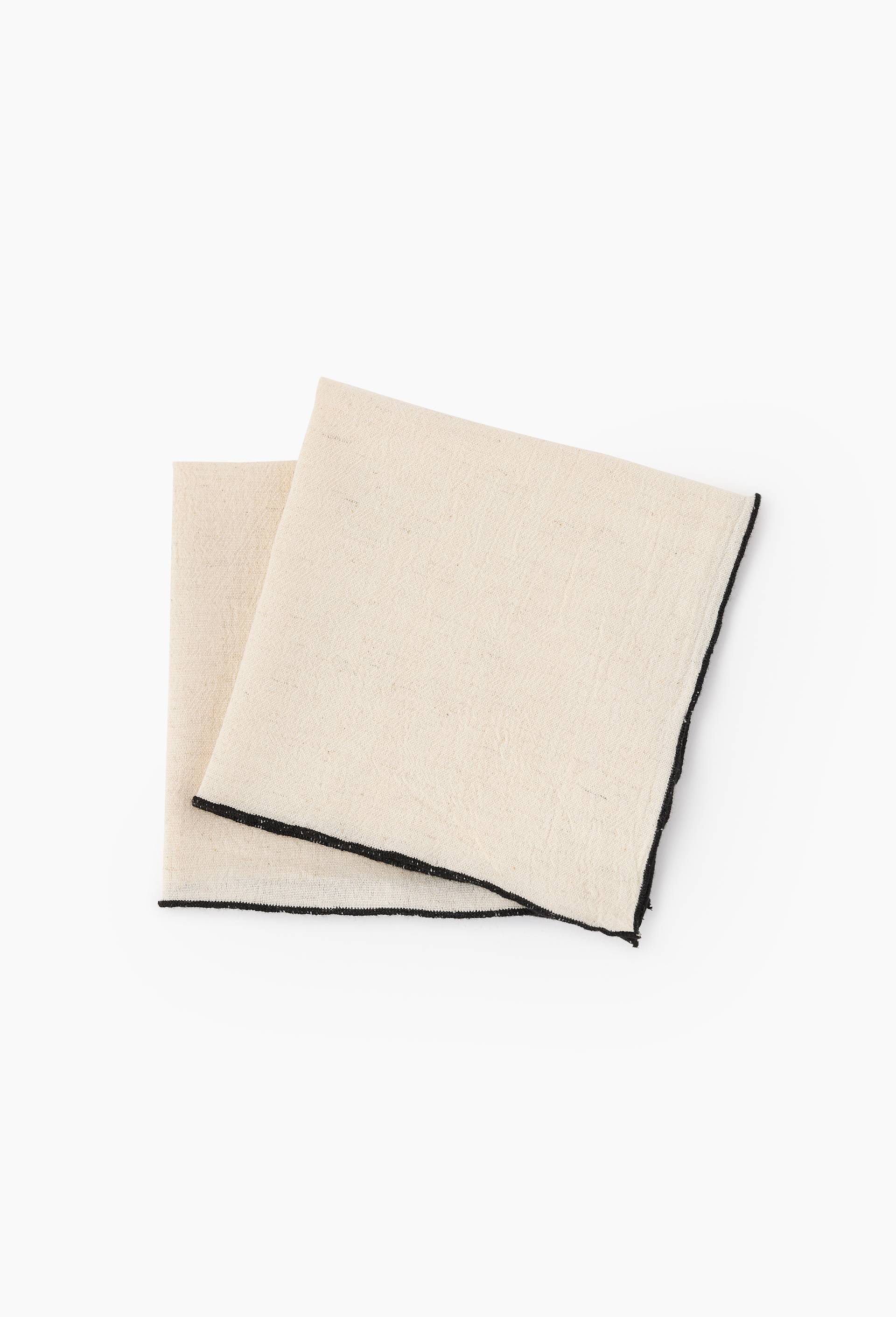 Lot de 2 serviettes de table coton-lin, 40x40cm, Noir, swatch image