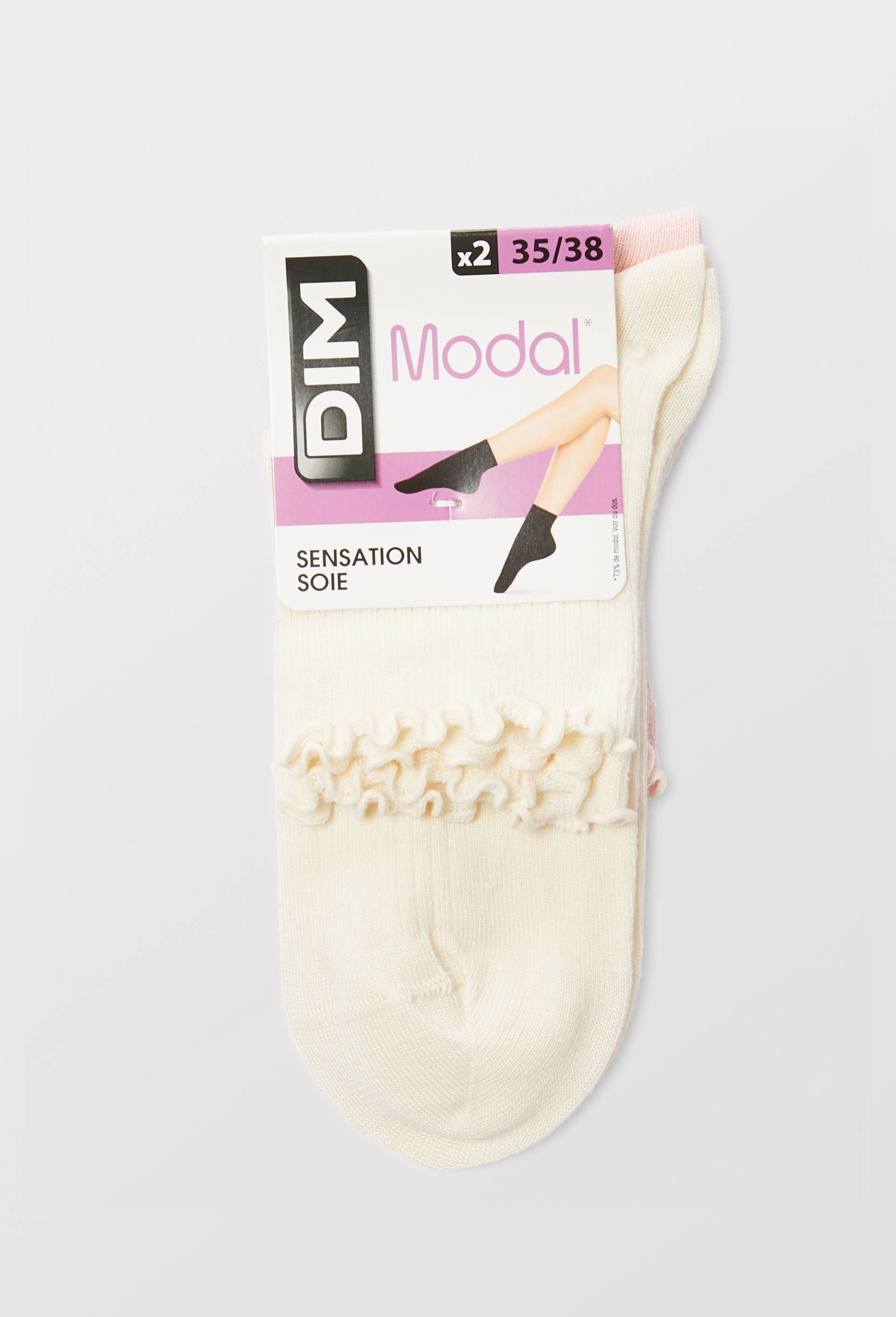 Lot de 2 socquettes en modal DIM, Rose, large image number 2