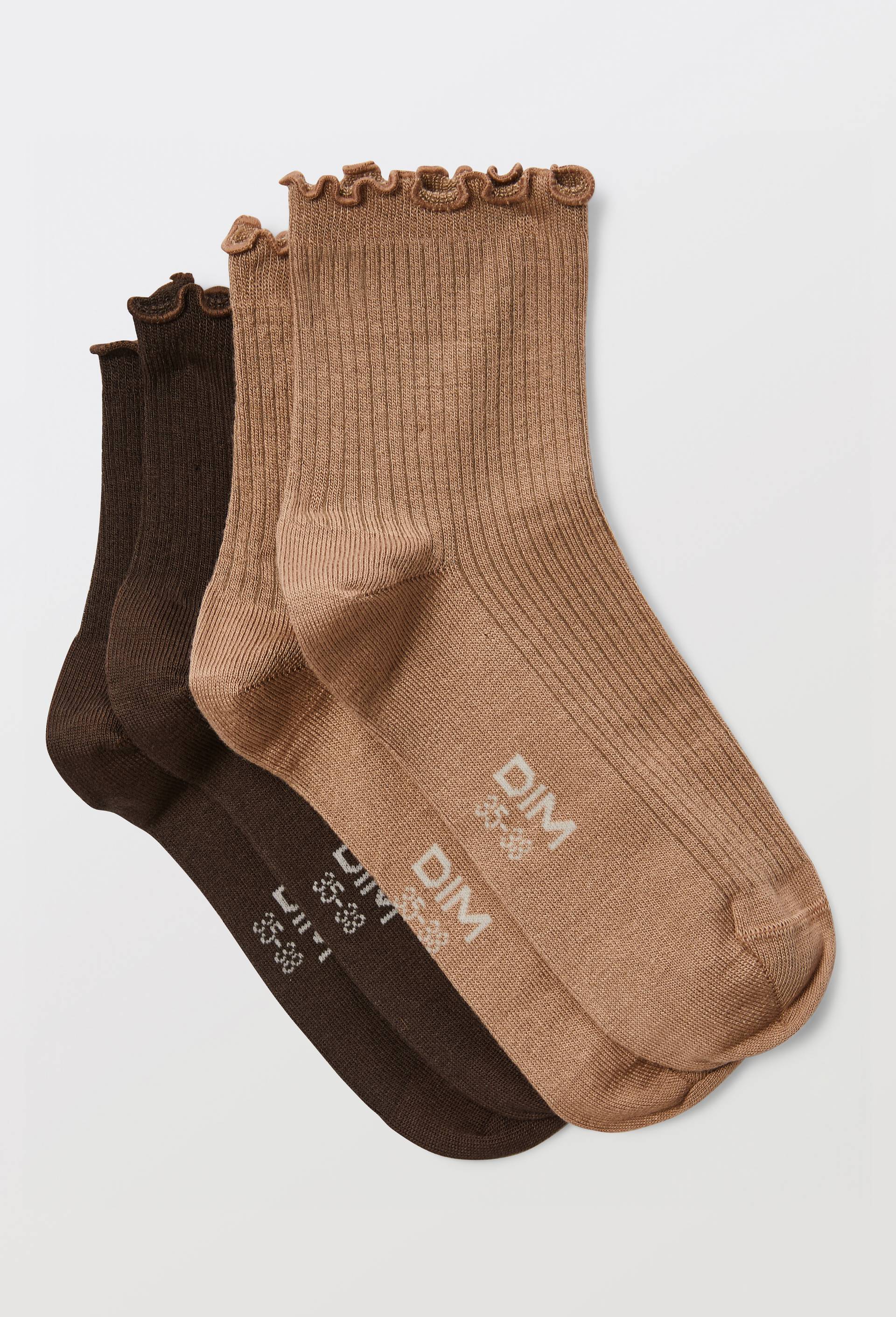 Lot de 2 socquettes en modal DIM, Brun fonc&eacute;, swatch image