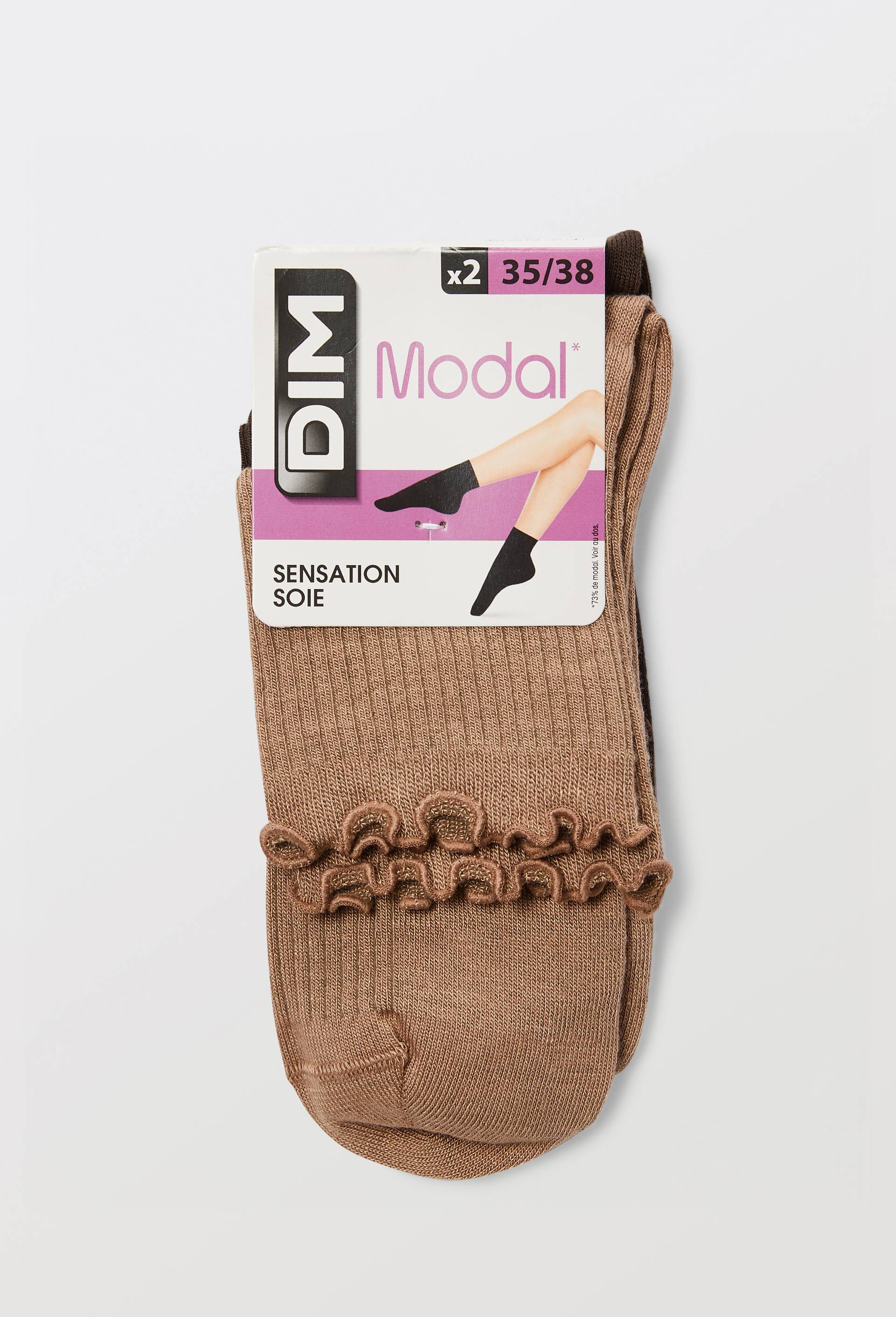 Lot de 2 socquettes en modal DIM, Brun fonc&eacute;, large image number 2