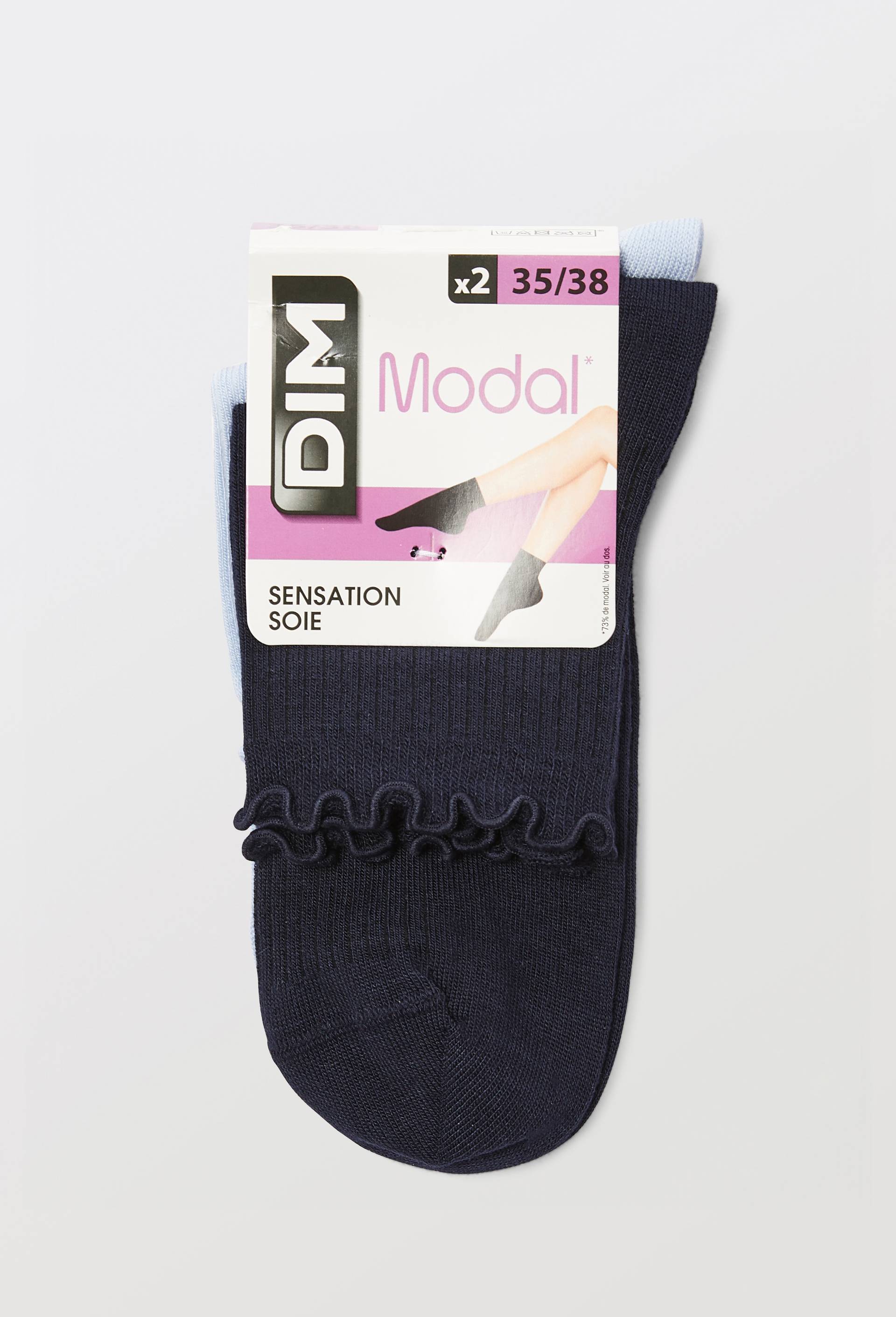 Lot de 2 socquettes en modal DIM, Bleu clair, large image number 2