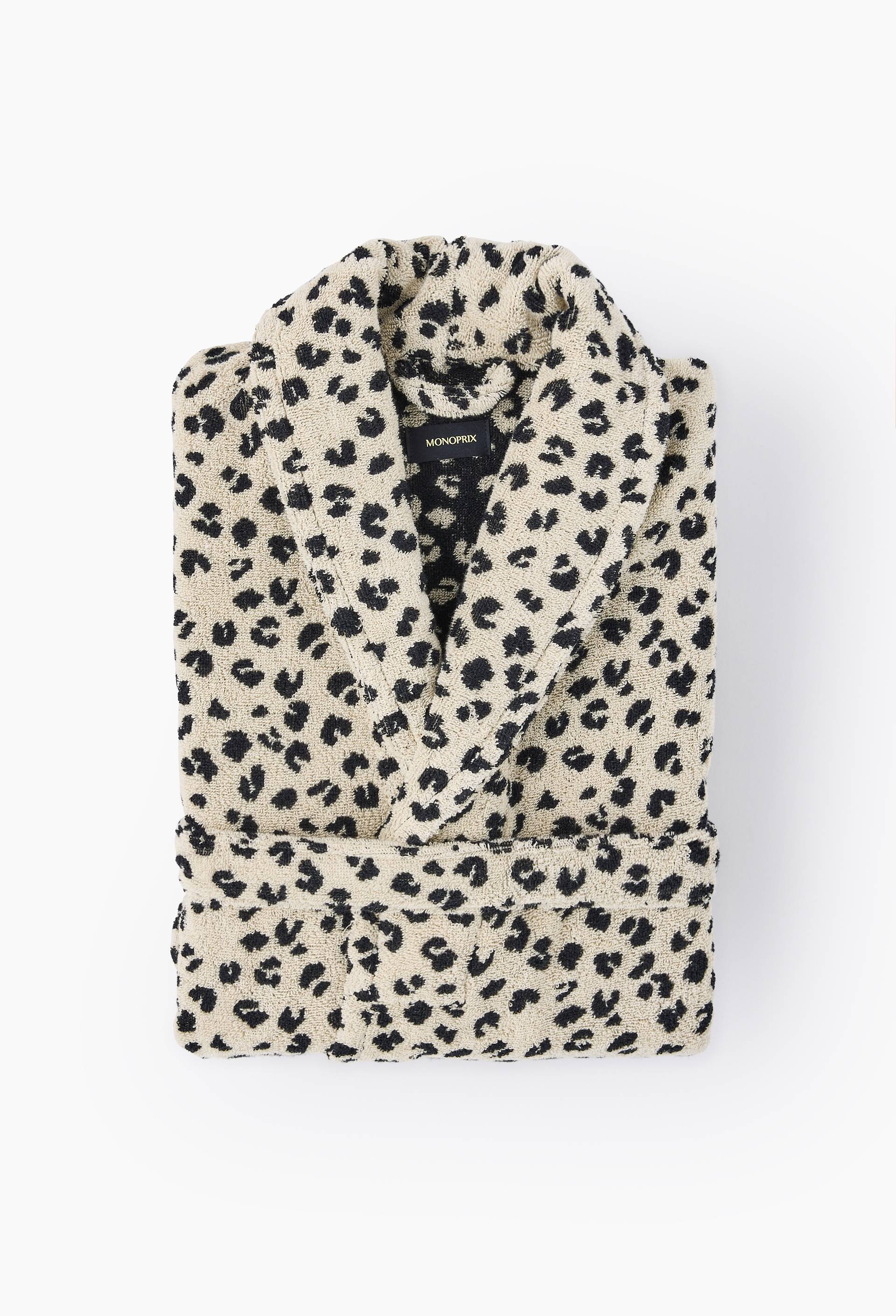 Peignoir l&eacute;opard, M/L, en coton BIO GOTS, Noir, large image number 1.0