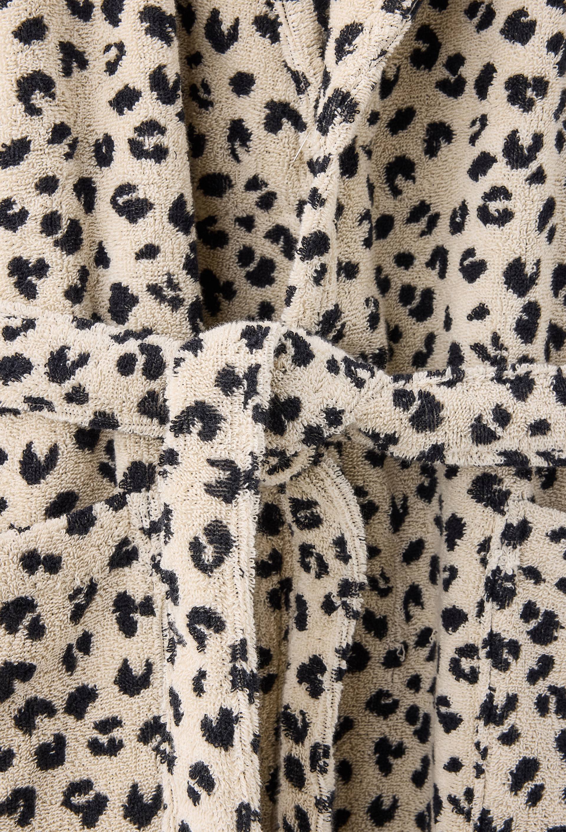 Peignoir l&eacute;opard, M/L, en coton BIO GOTS, Noir, large image number 2.0