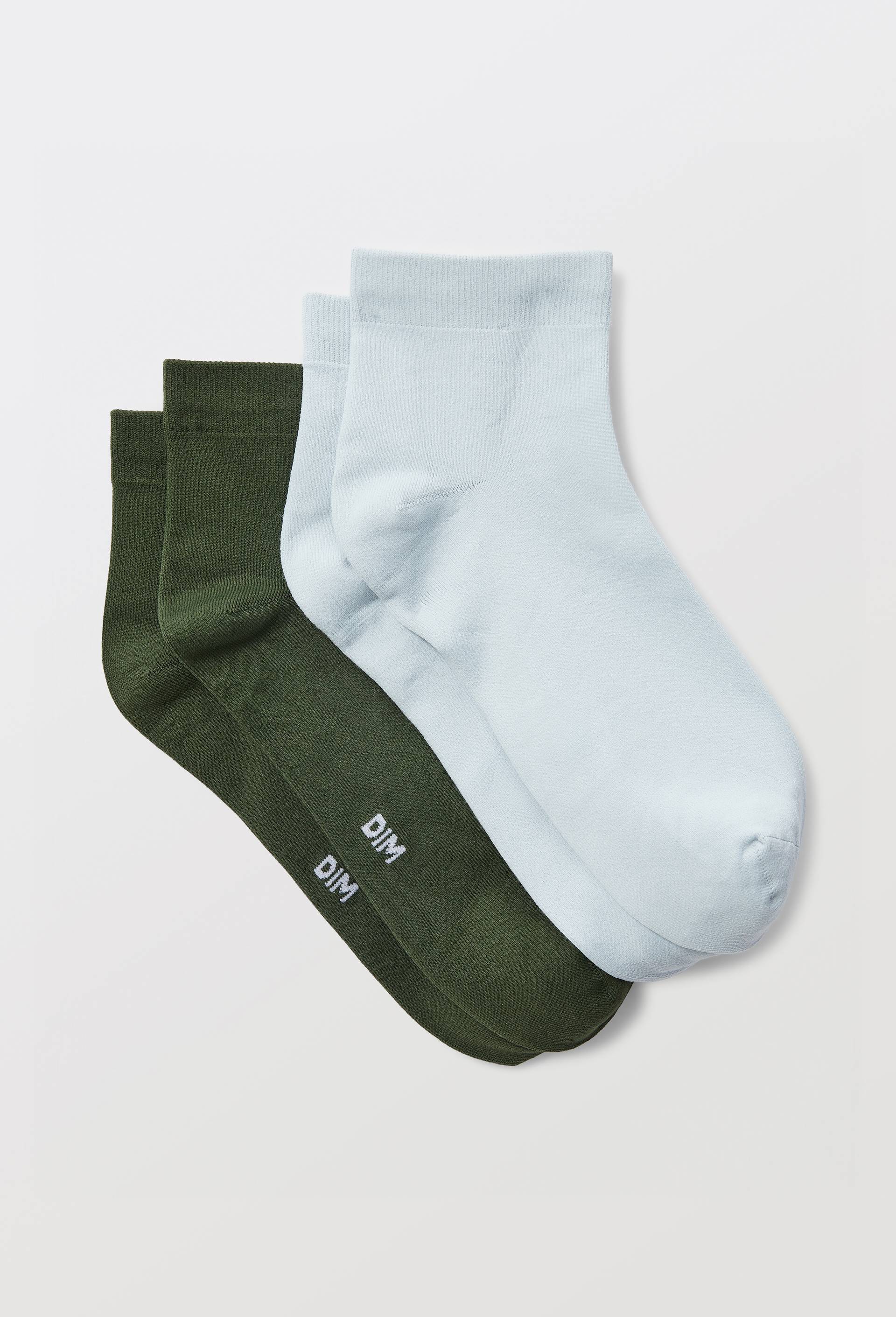 Lot de 2 paires de socquettes toucher doux DIM, Vert fonc&eacute;, large image number 0.0