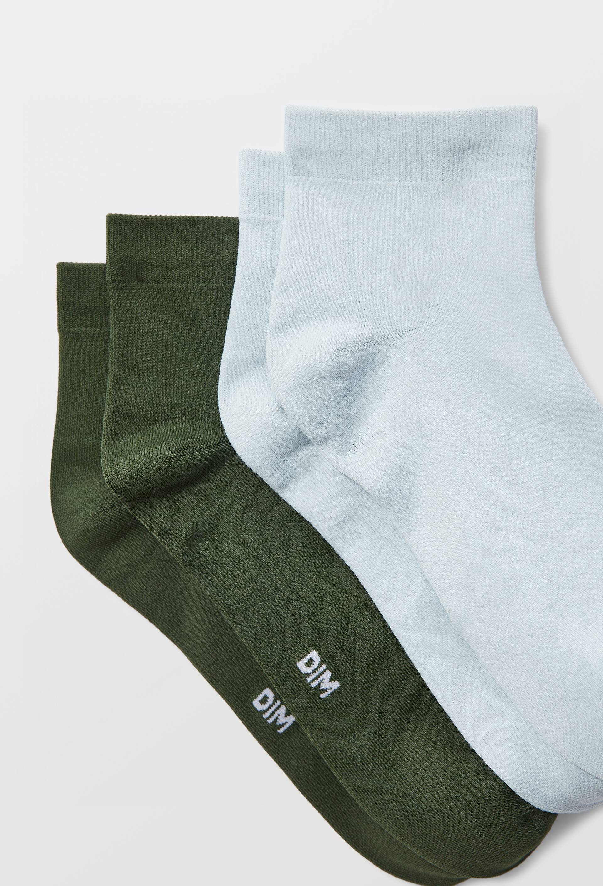 Lot de 2 paires de socquettes toucher doux DIM, Vert fonc&eacute;, large image number 1