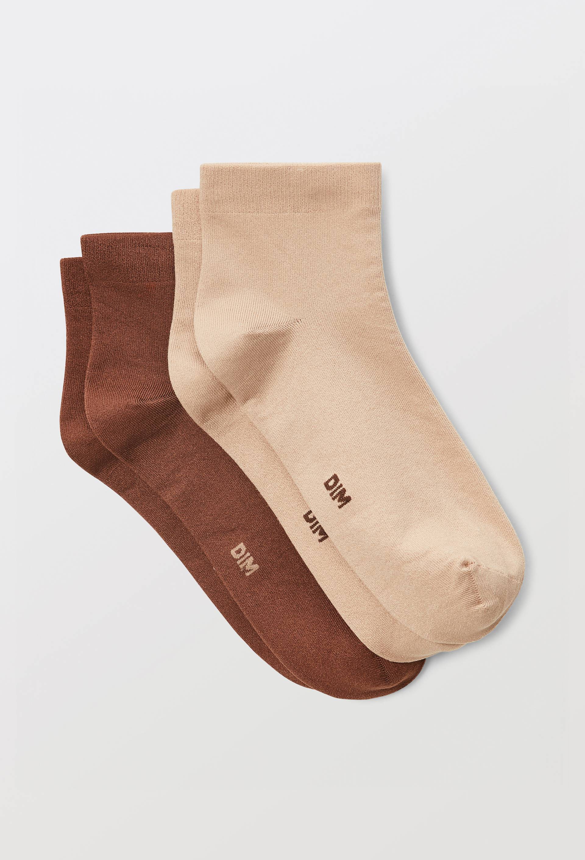 Lot de 2 paires de socquettes toucher doux DIM, Brun clair, large image number 0.0