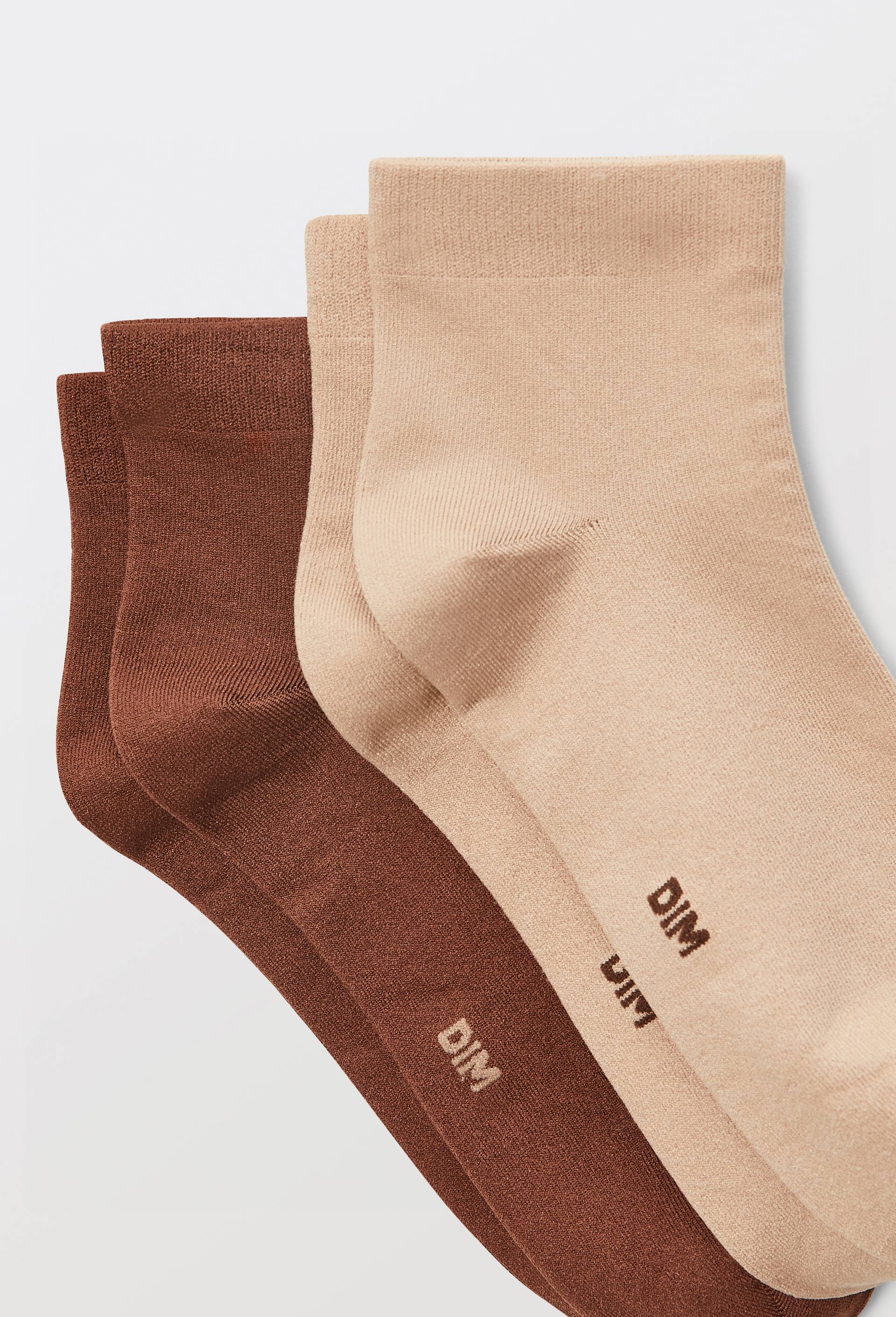 Lot de 2 paires de socquettes toucher doux DIM, Brun clair, large image number 1.0
