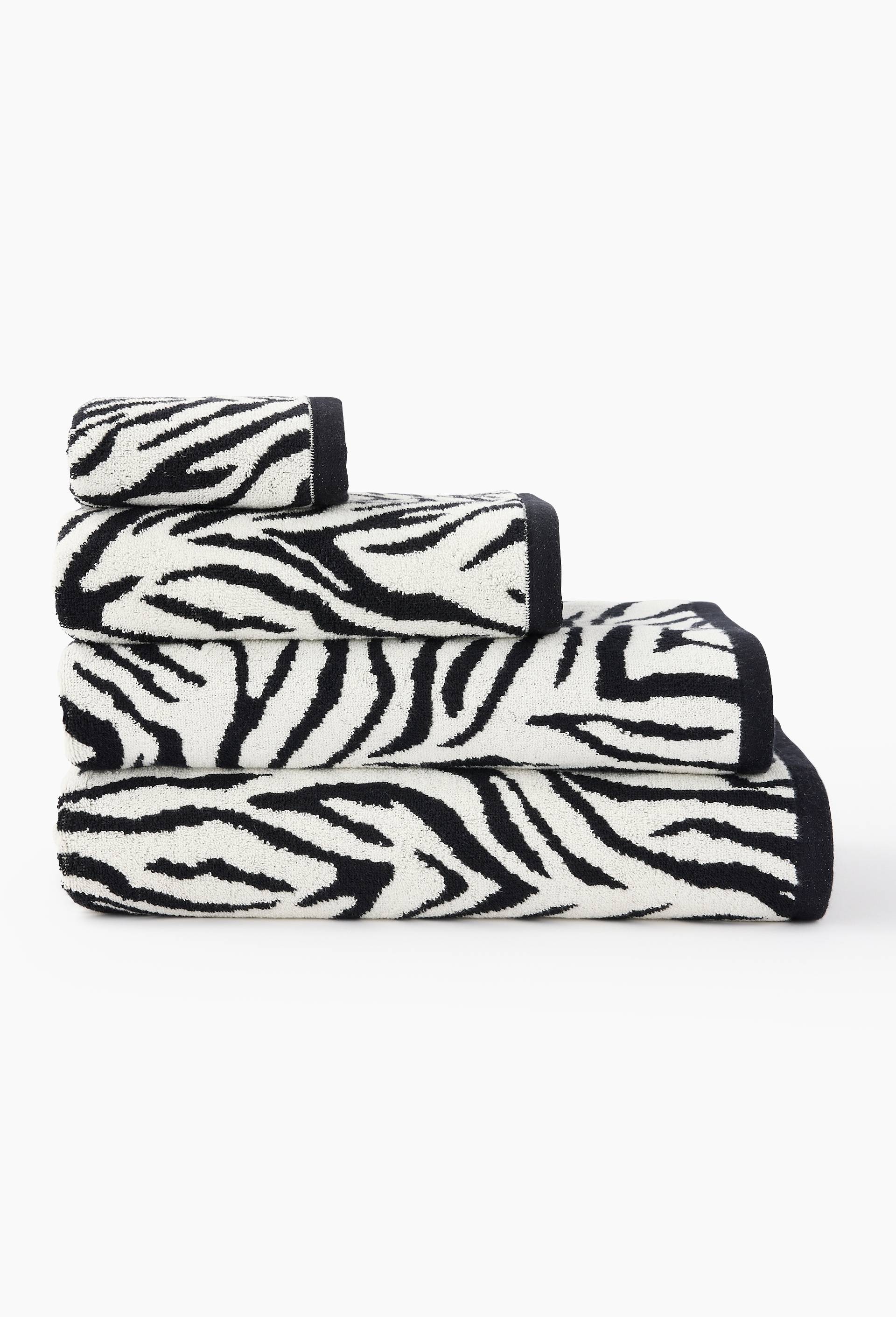 Serviette de bain &agrave; motif l&eacute;opard, en coton BIO GOTS, Noir, large image number 0