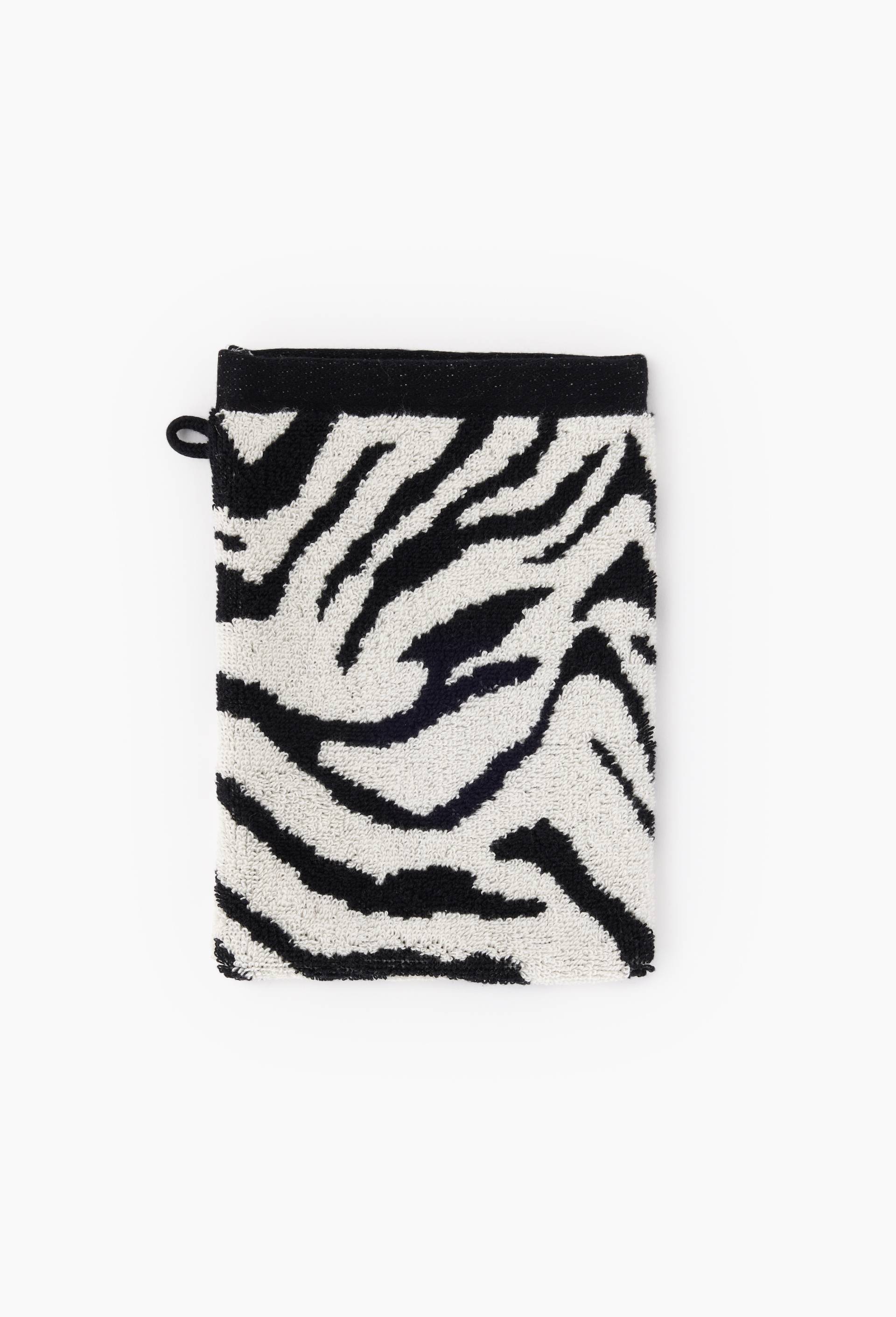 Lot de 2 gants de toilette &agrave; motif l&eacute;opard, 15x21cm, en coton BIO GOTS, Noir, large image number 1