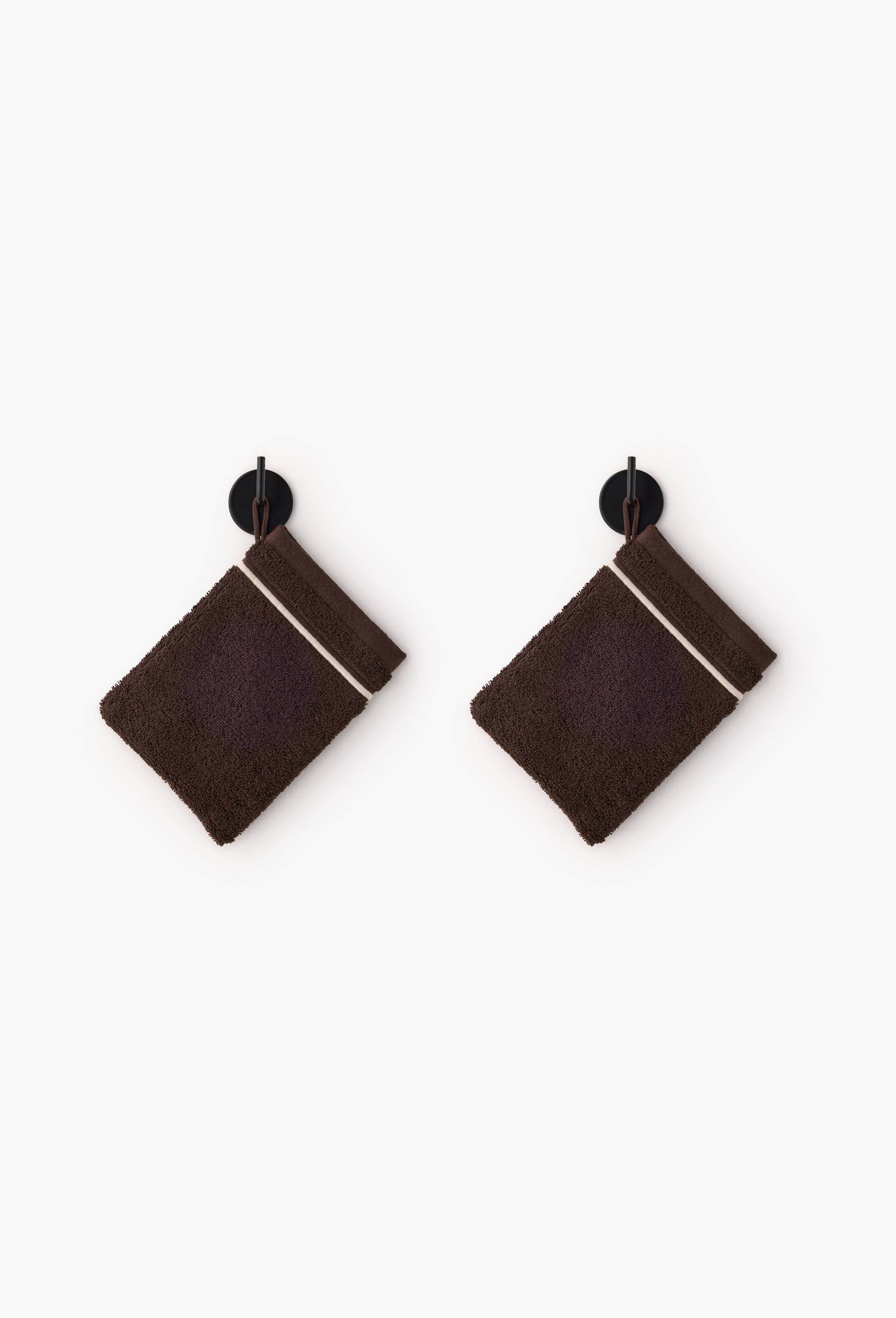 Lot de 2 gants de toilette, 15x21cm, en coton BIO GOTS, Brun fonc&eacute;, swatch image