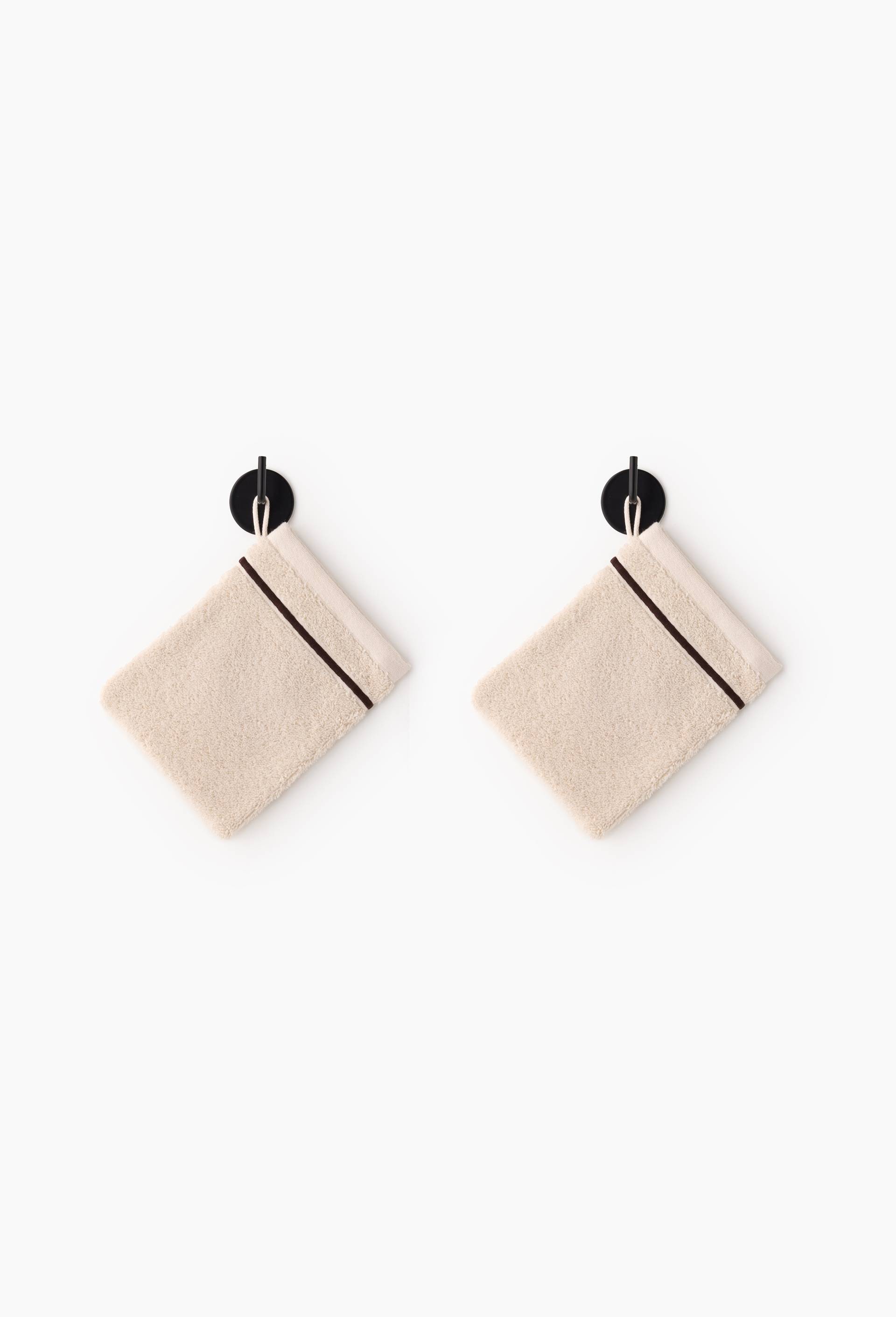 Lot de 2 gants de toilette, 15x21cm, en coton BIO GOTS, Ecru, large image number 0.0