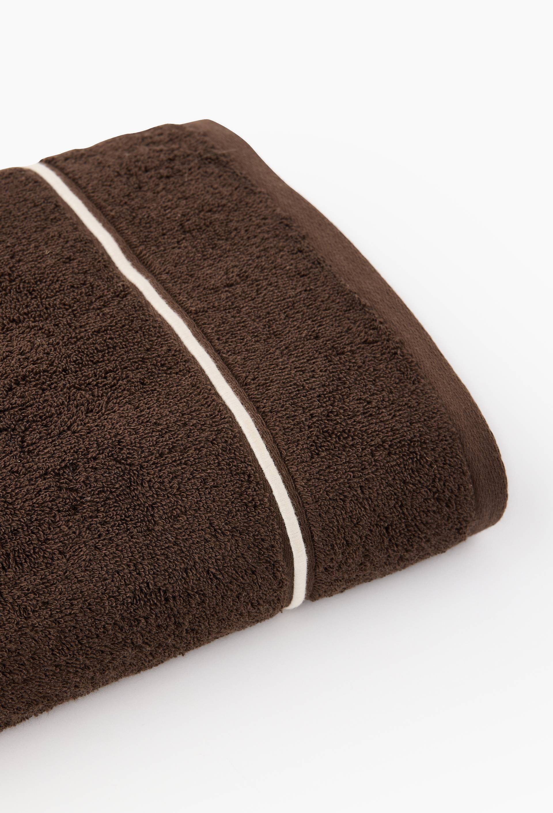 Serviette de bain ray&eacute;e, en coton BIO GOTS, Brun fonc&eacute;, large image number 1.0