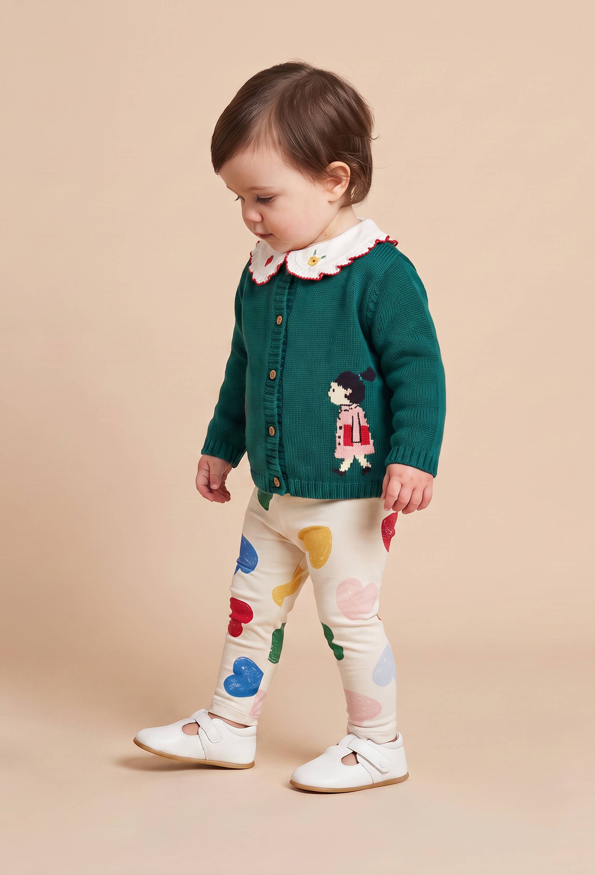 Legging imprim&eacute; en coton BIO GOTS, Beige clair, large image number 0.0