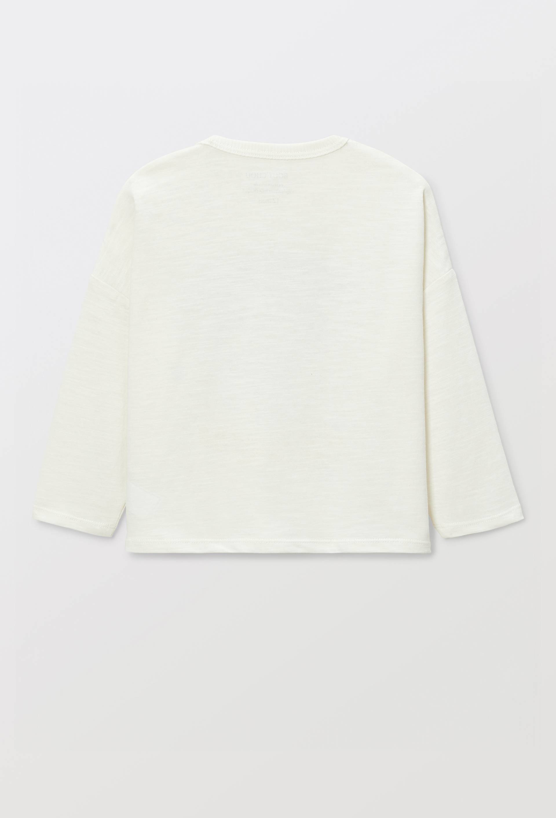 T-shirt manches longues imprim&eacute; en coton BIO GOTS, Beige clair, large image number 1
