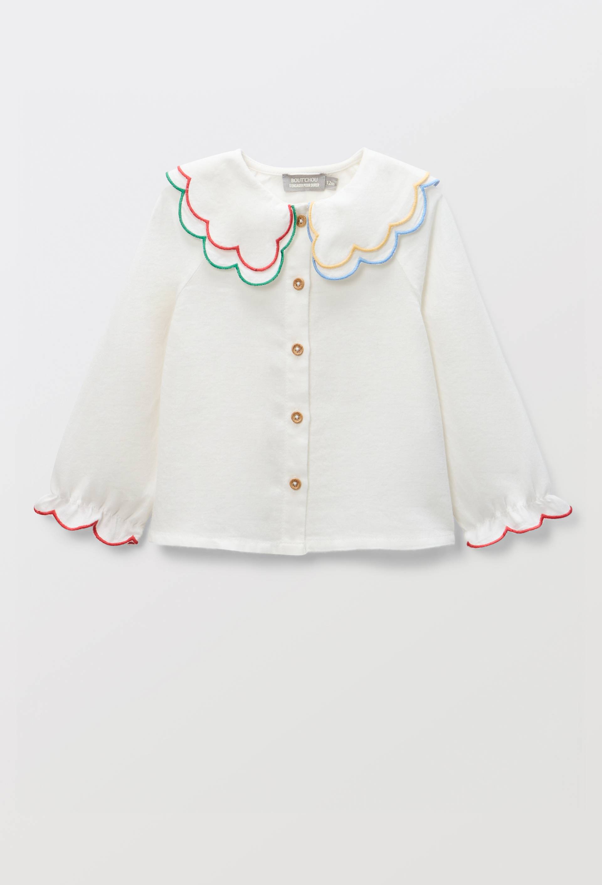 Blouse unie &agrave; col fantaisie en coton BIO GOTS, Beige clair, large image number 0