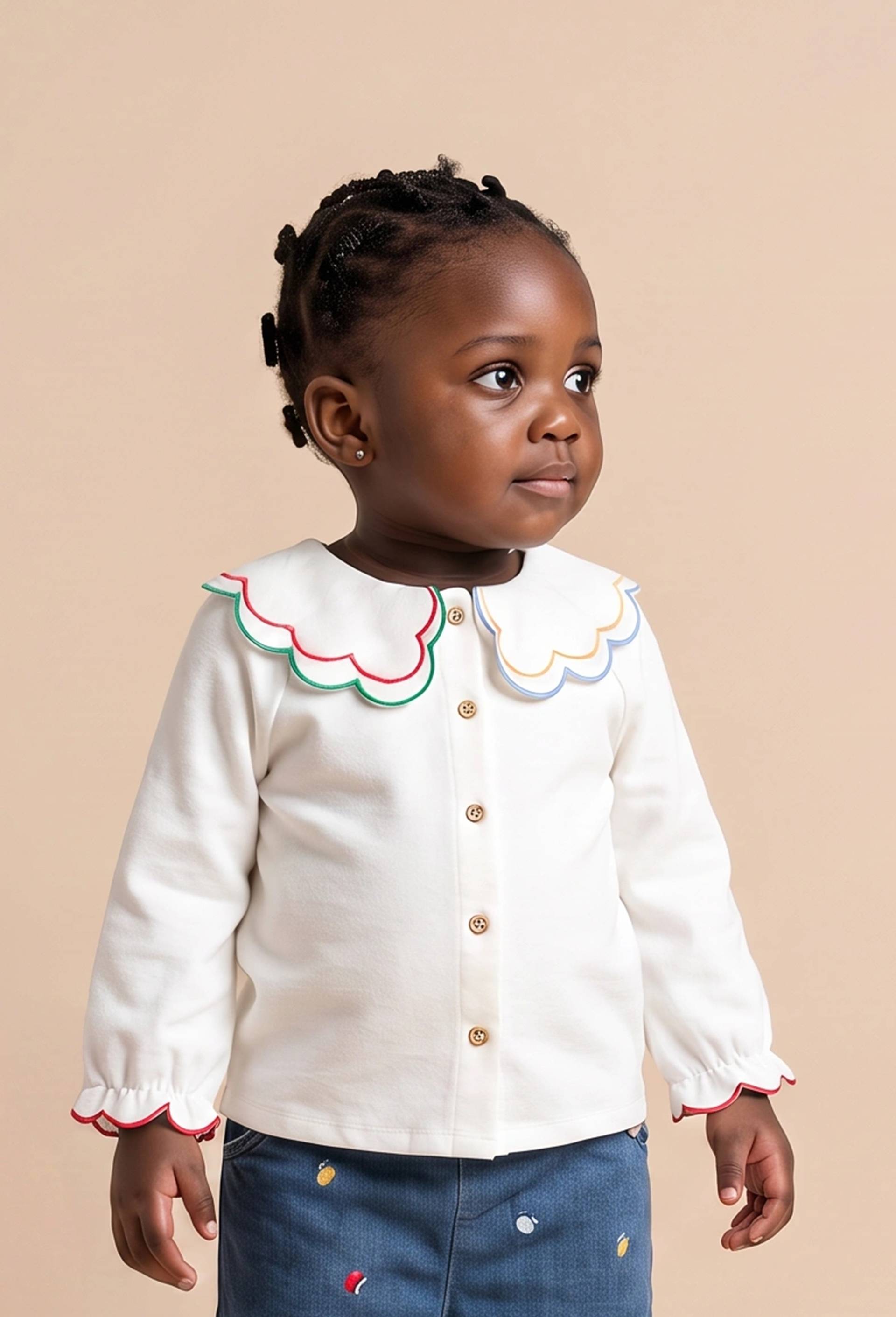 Blouse unie &agrave; col fantaisie en coton BIO GOTS, Beige clair, large image number 0