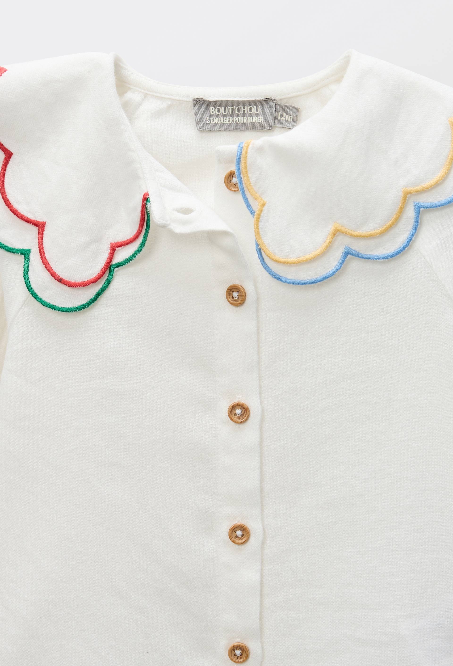 Blouse unie &agrave; col fantaisie en coton BIO GOTS, Beige clair, large image number 2.0