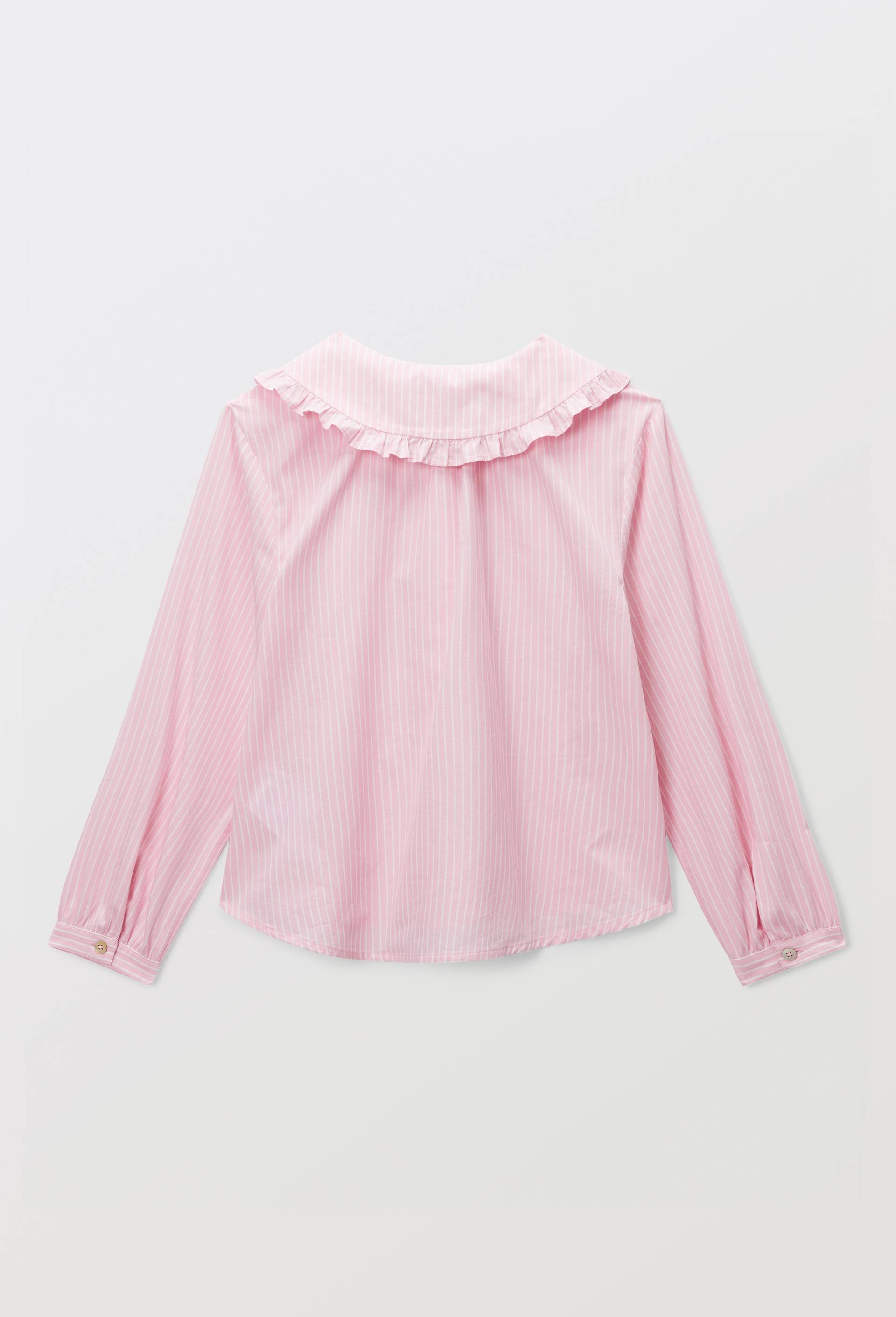 Blouse col claudine ray&eacute;e en coton, Rose, large image number 2