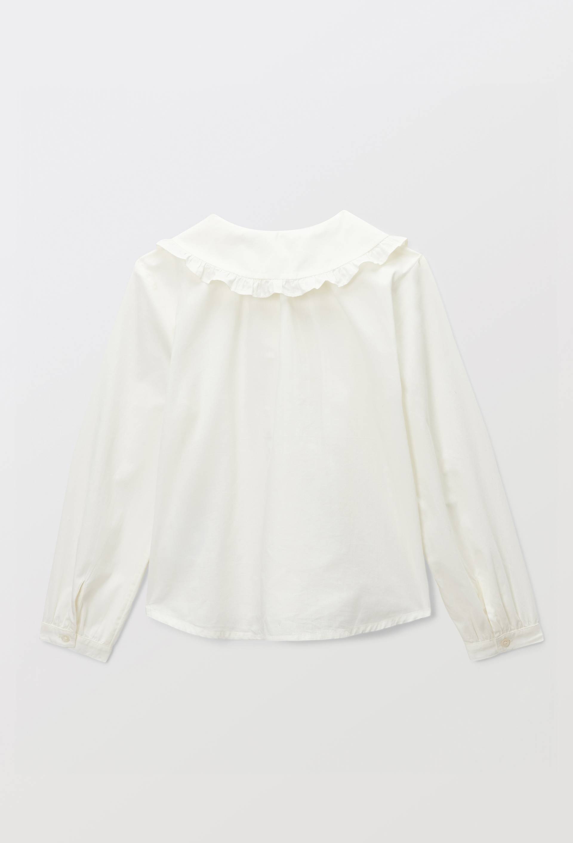 Blouse col claudine uni en coton, Ecru, large image number 2.0