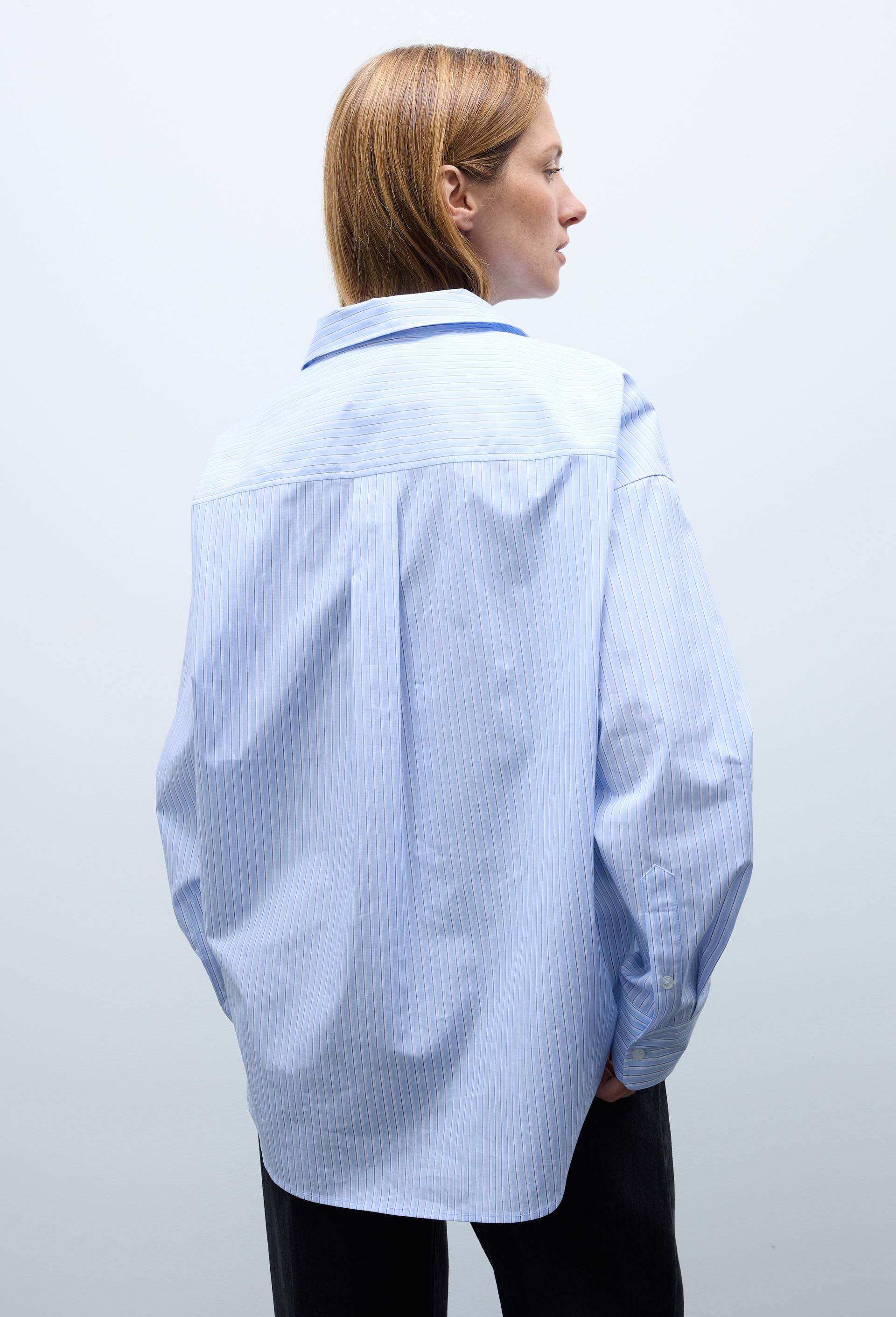 Blouse manches longues ray&eacute;e en coton BIO GOTS, Bleu, large image number 2