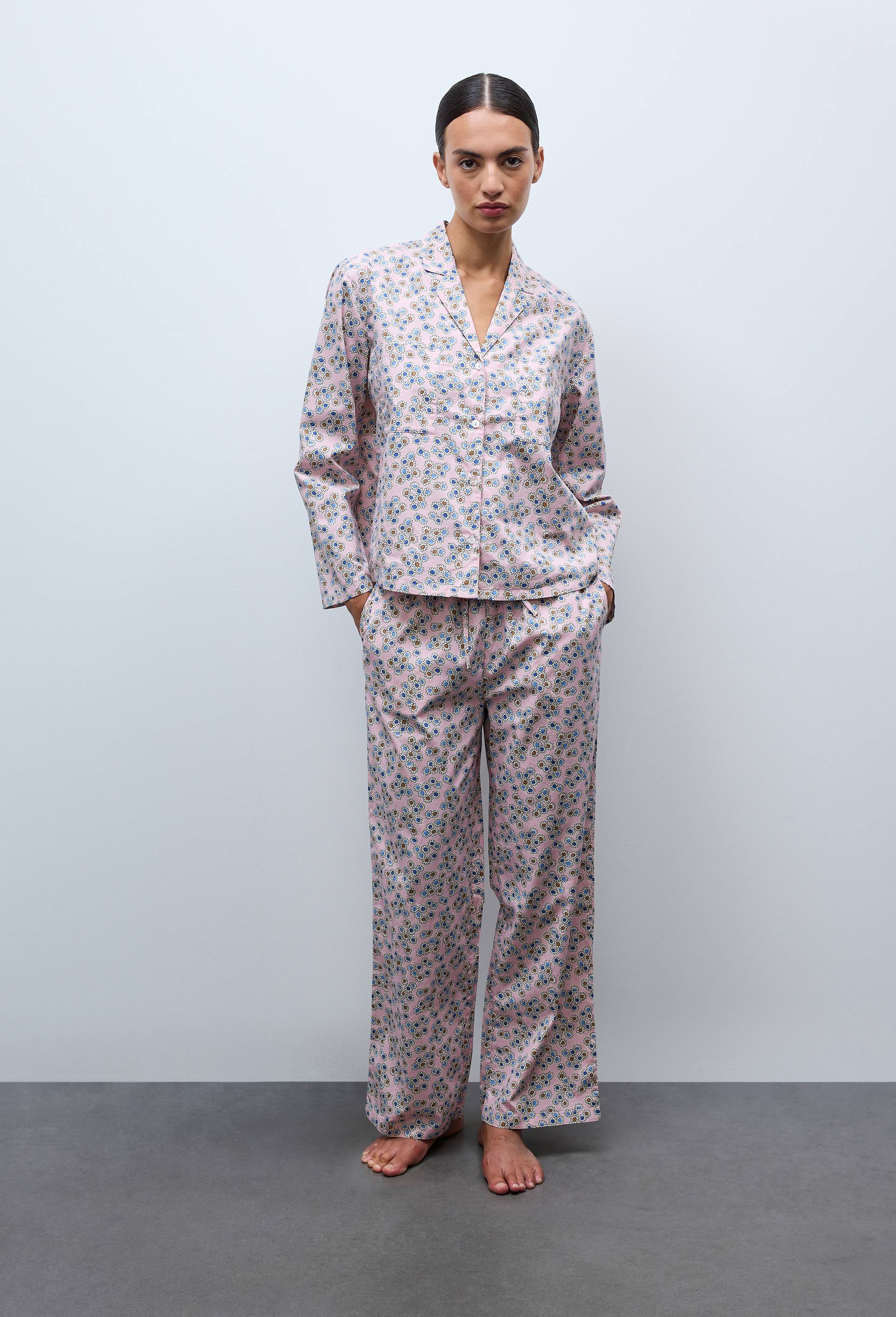 Pantalon imprim&eacute; en coton BIO GOTS, Rose, large image number 0