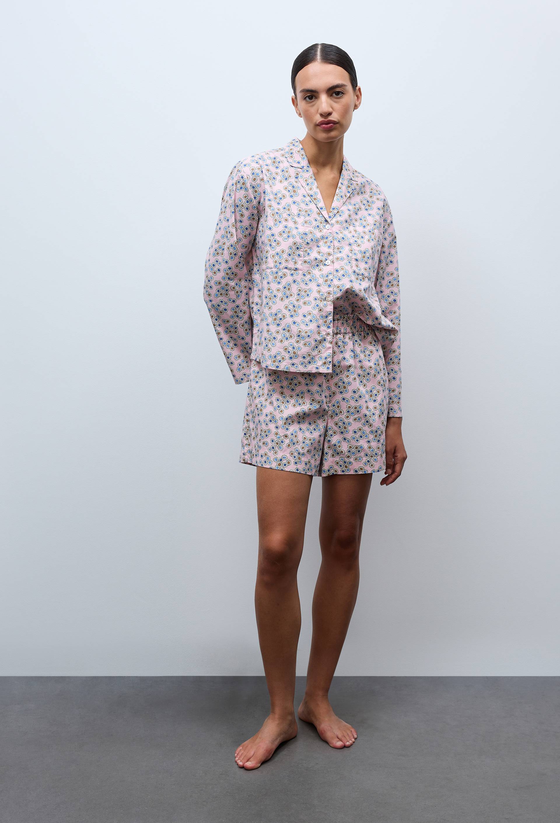 Short imprim&eacute; en coton BIO GOTS, Rose, large image number 0