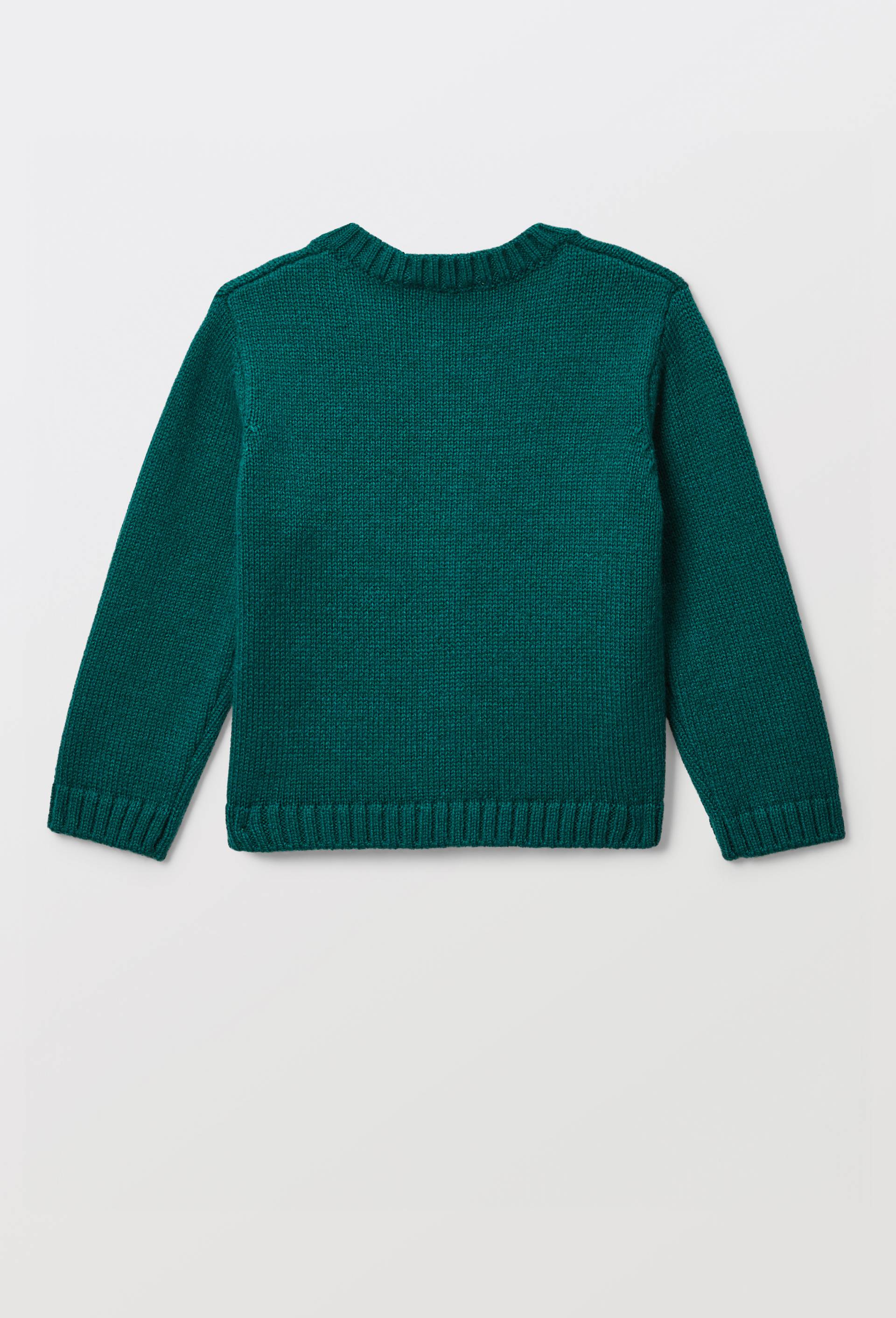 Cardigan tricot brod&eacute;, Vert fonc&eacute;, large image number 1.0