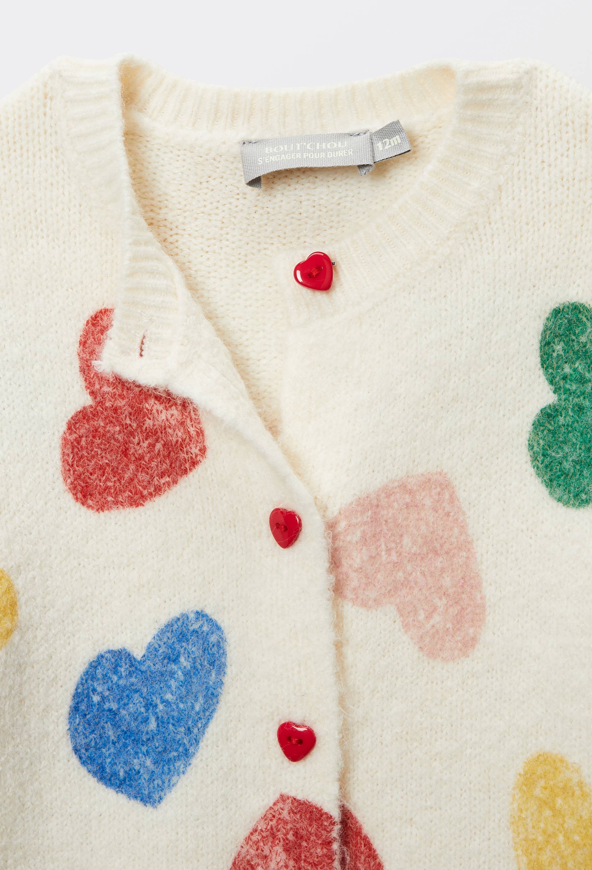 Cardigan tricot imprim&eacute;, Beige clair, large
