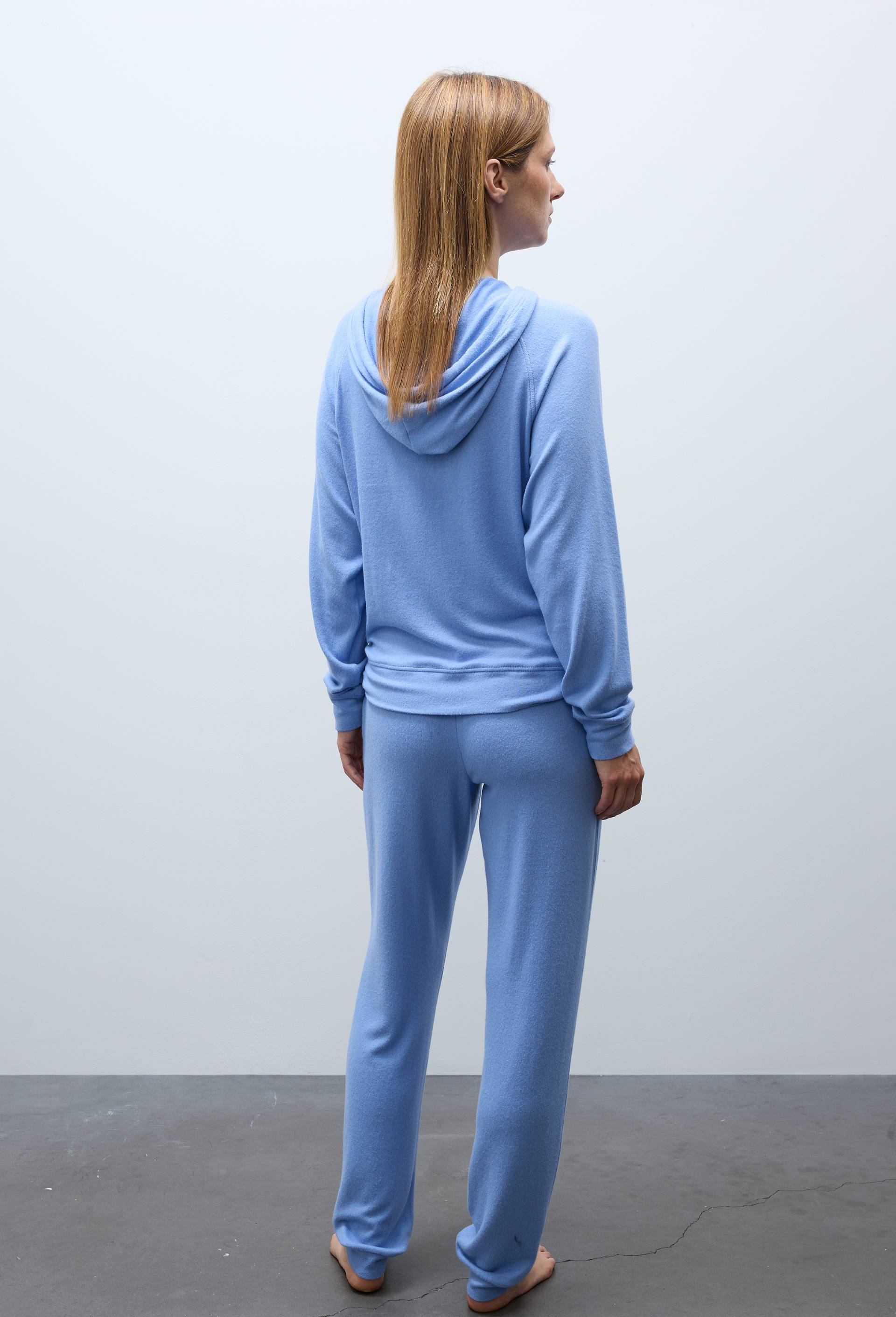 Pantalon droit uni tout doux, Bleu, large image number 1