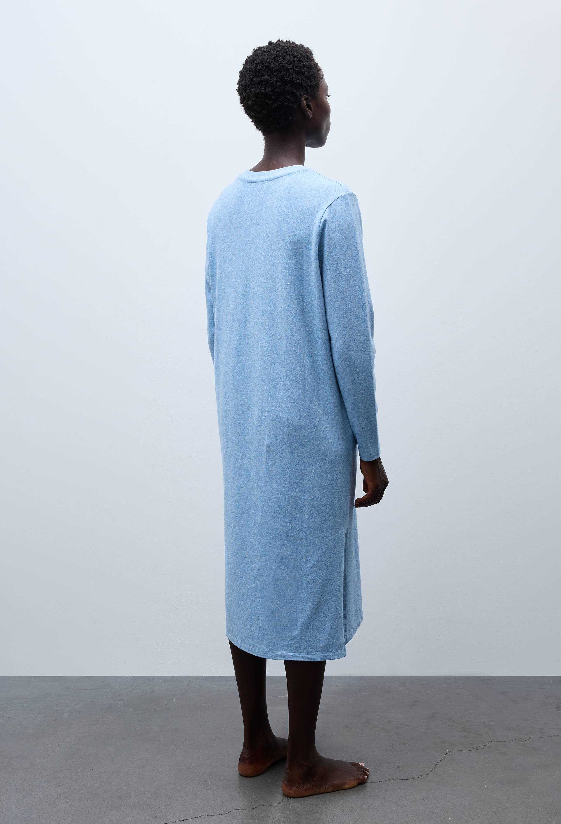 Chemise de nuit unie en coton et modal, Bleu, large image number 1