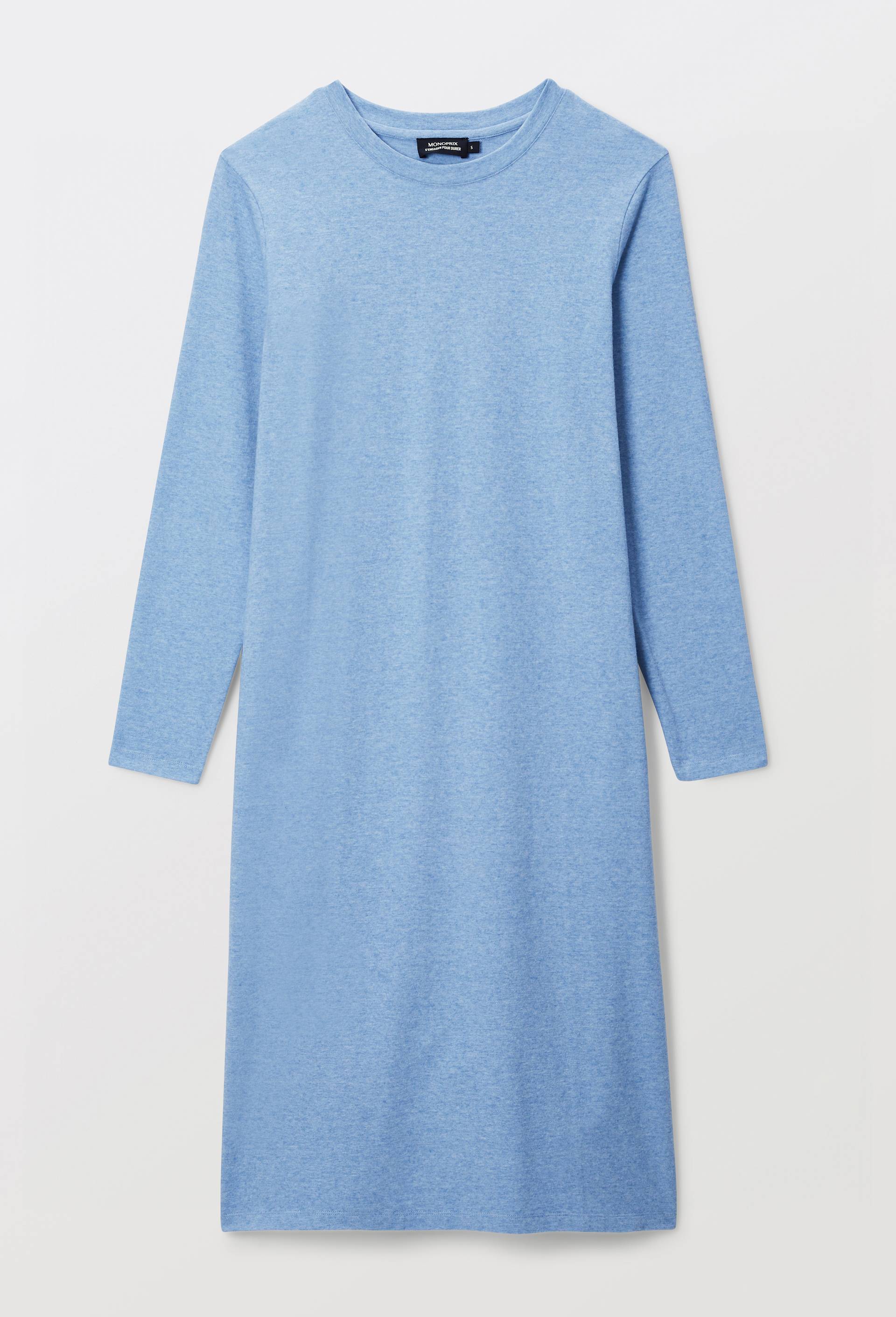 Chemise de nuit unie en coton et modal, Bleu, large image number 2