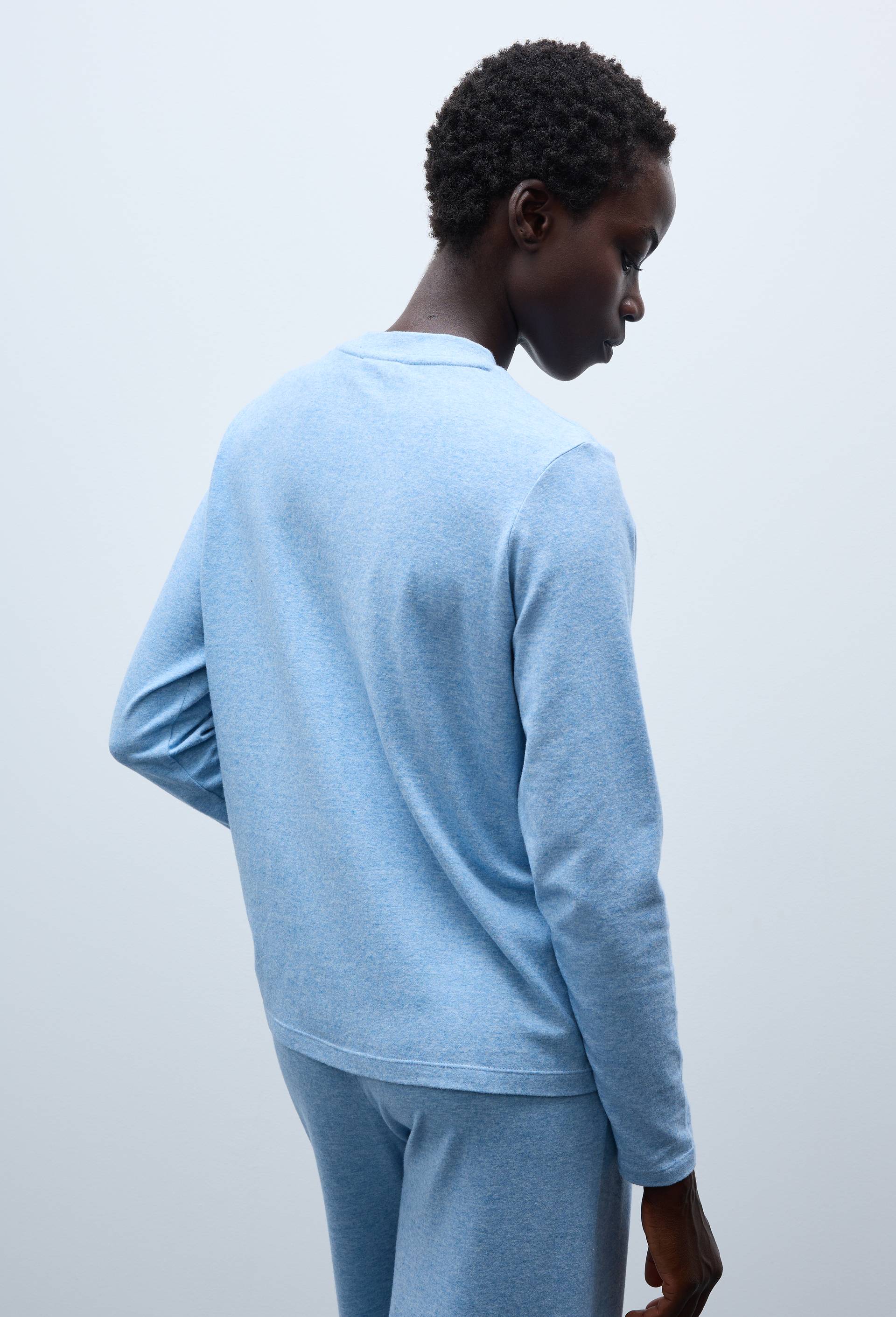 T-shirt uni en coton et modal, Bleu, large image number 1