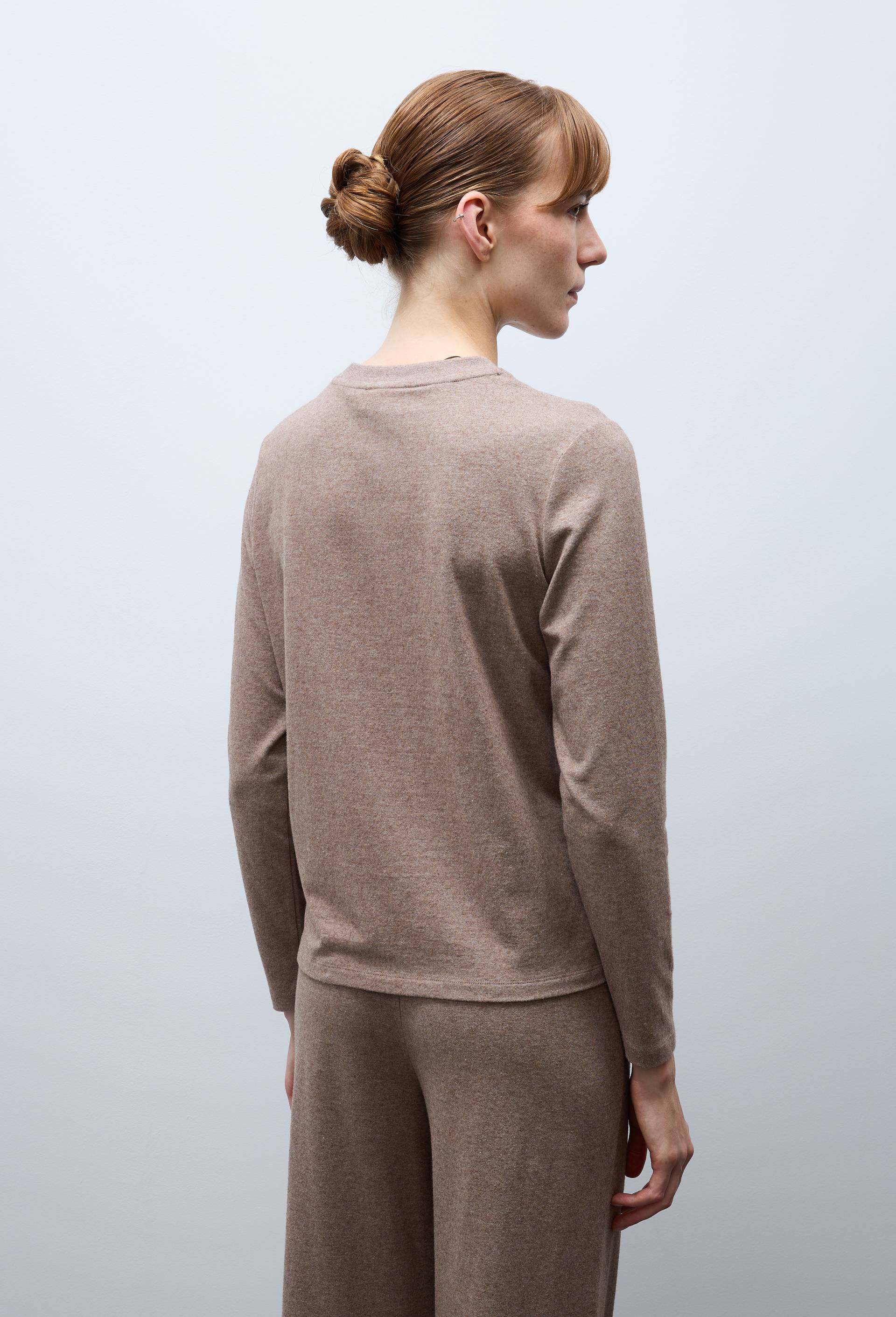 T-shirt uni en coton et modal, Beige, large image number 1