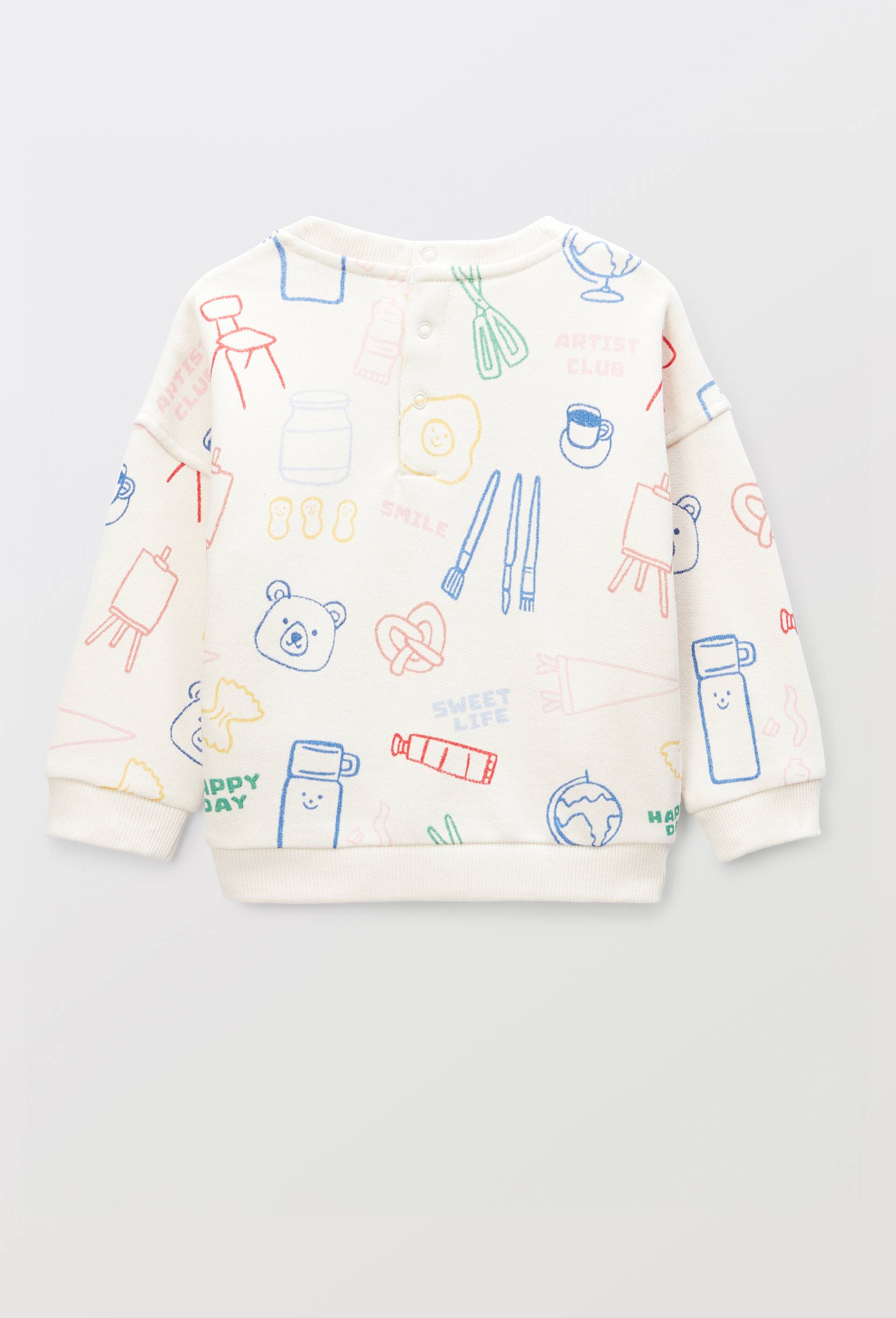 Sweat imprim&eacute; en coton BIO GOTS, Beige clair, large image number 2.0