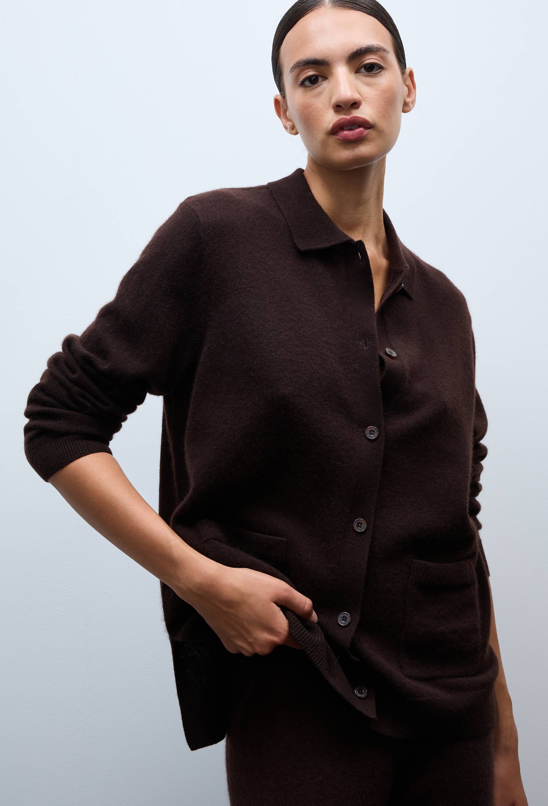 Cardigan uni en cachemire, Brun clair, large image number 0