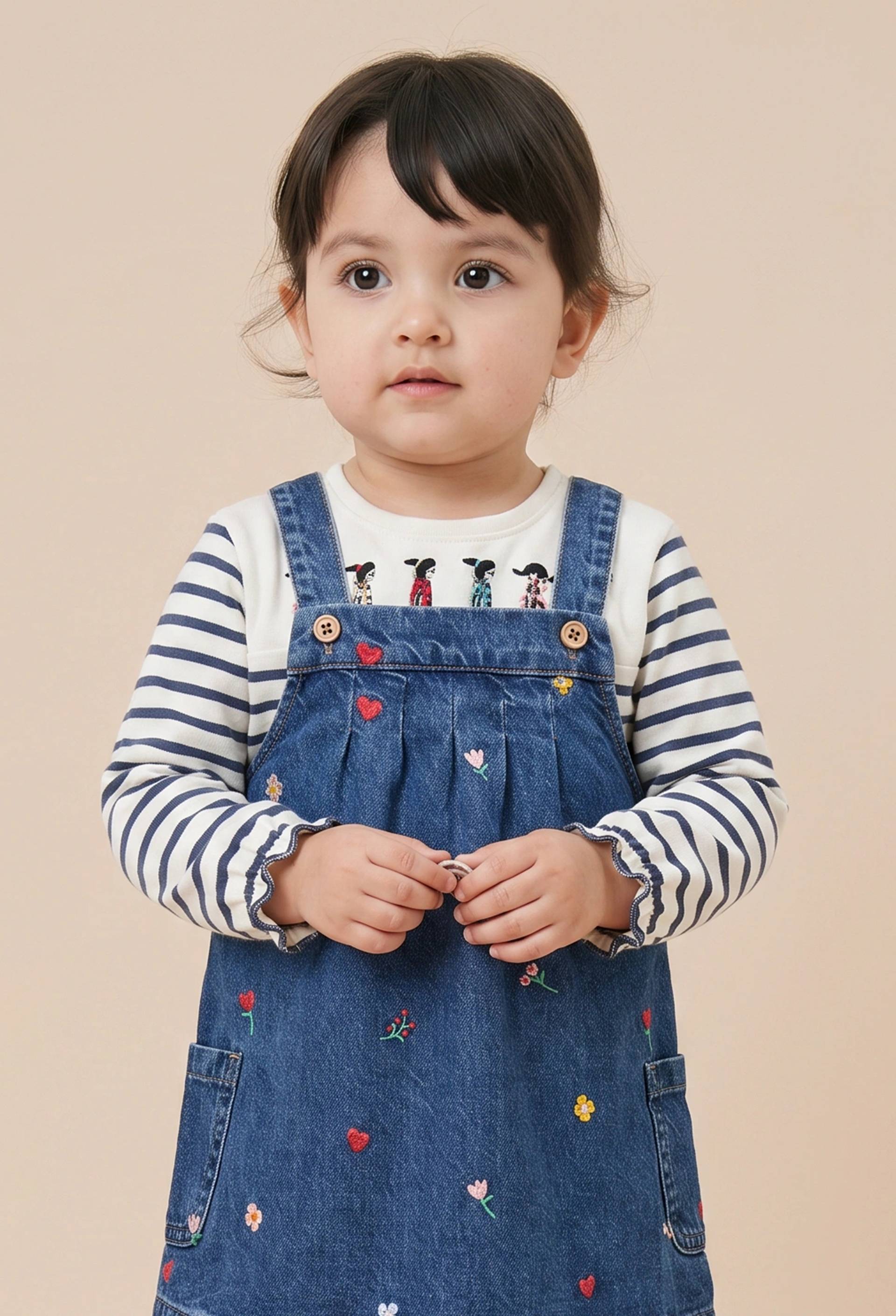 T-shirt manches longues ray&eacute; en coton BIO GOTS, Beige clair, large