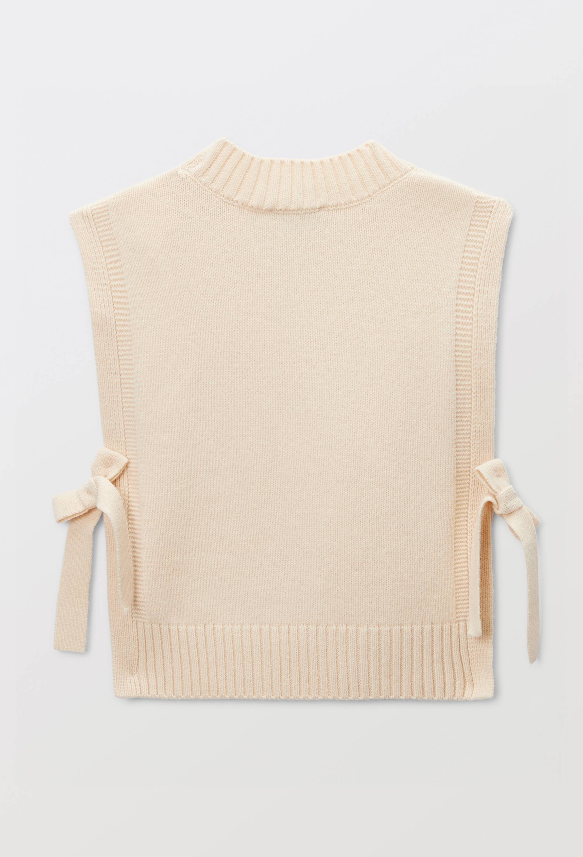 Pull sans manches uni en 100% laine, Ecru, large image number 2