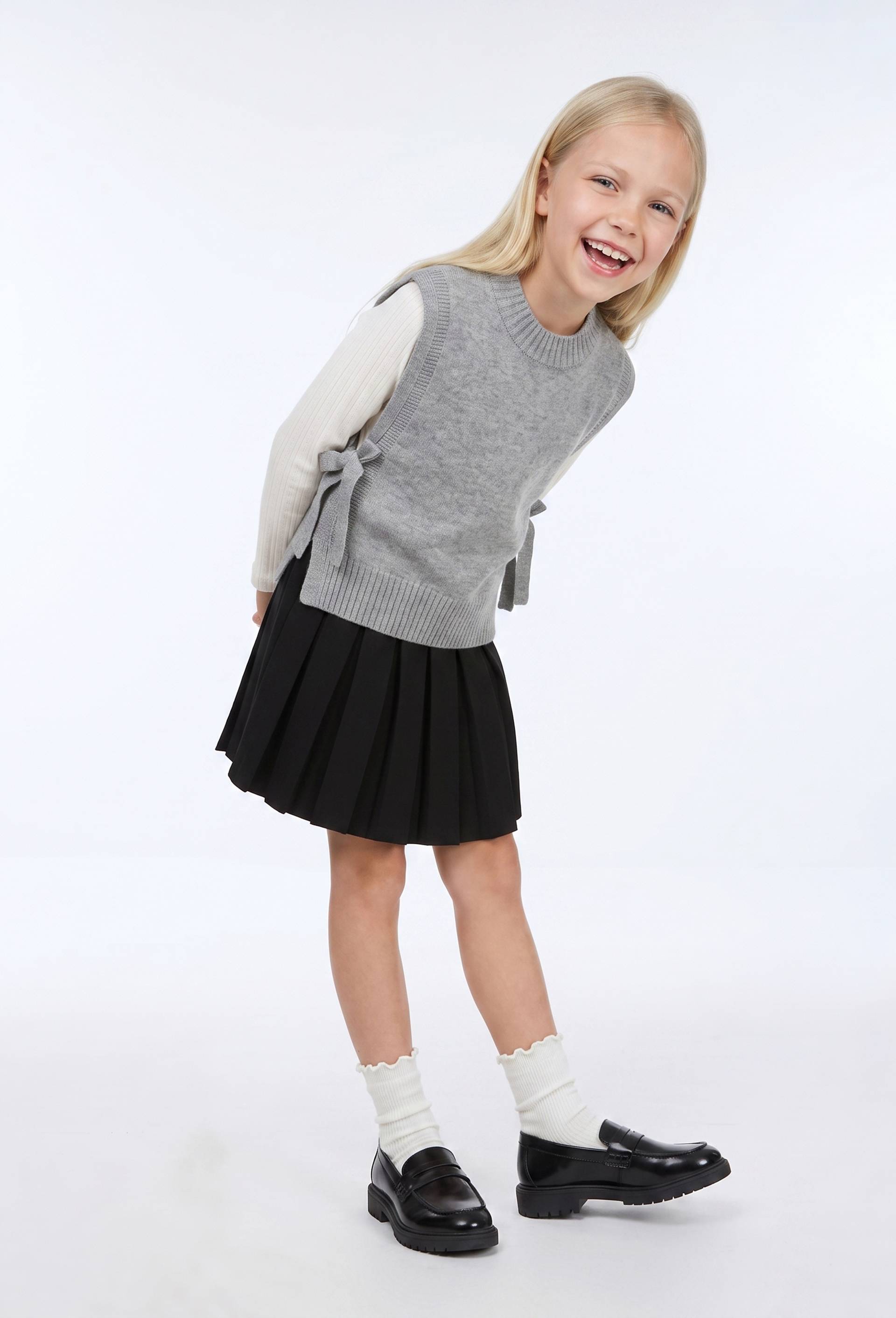 Pull sans manches uni en 100% laine, Gris, swatch image