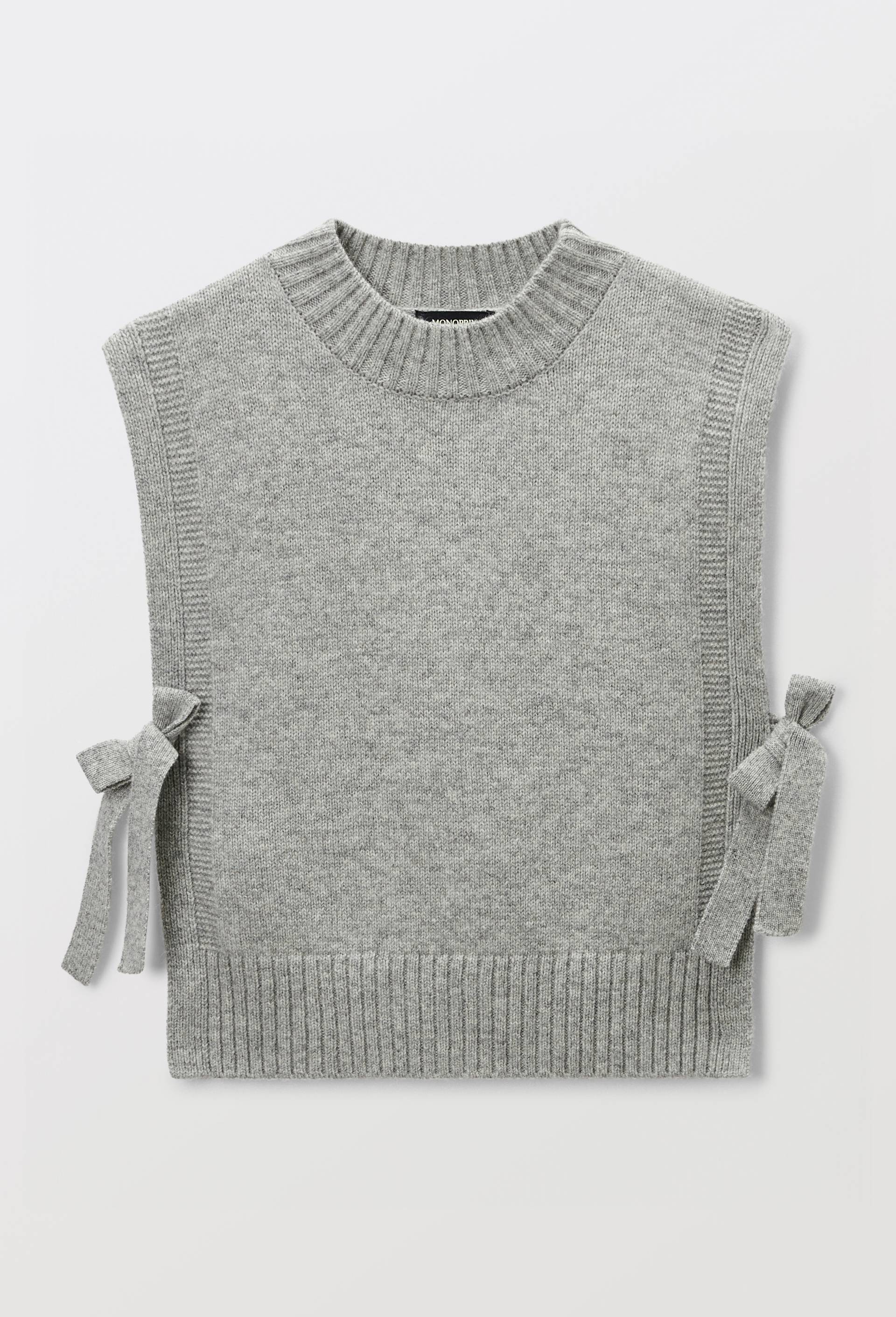 Pull sans manches uni en 100% laine, Gris, large image number 1