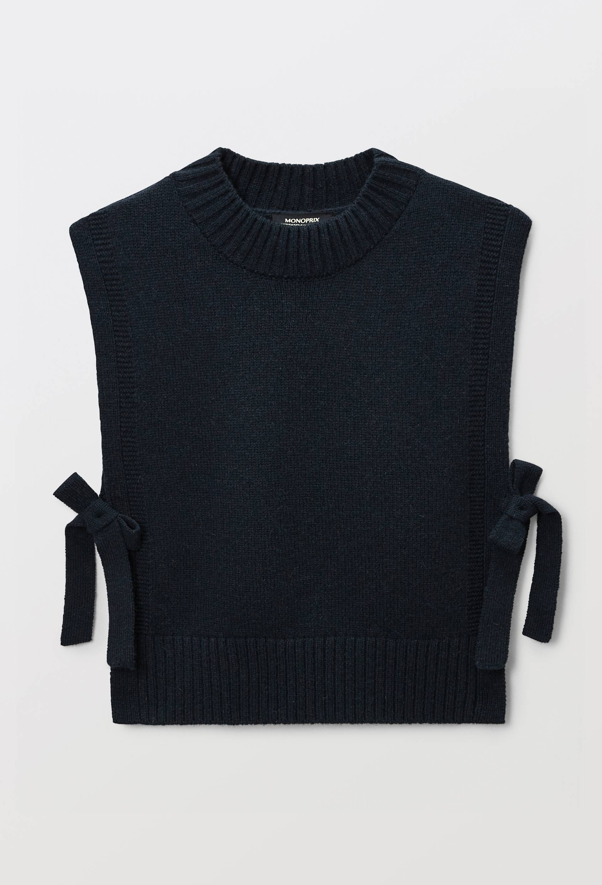 Pull sans manches uni en 100% laine, Bleu fonc&eacute;, large image number 1.0