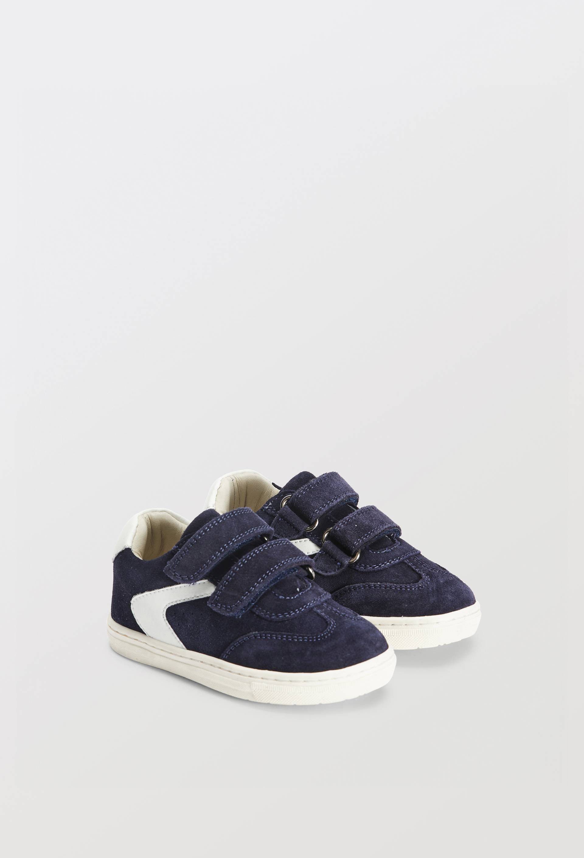 Baskets &agrave; scratch en cuir responsable, Bleu fonc&eacute;, swatch image