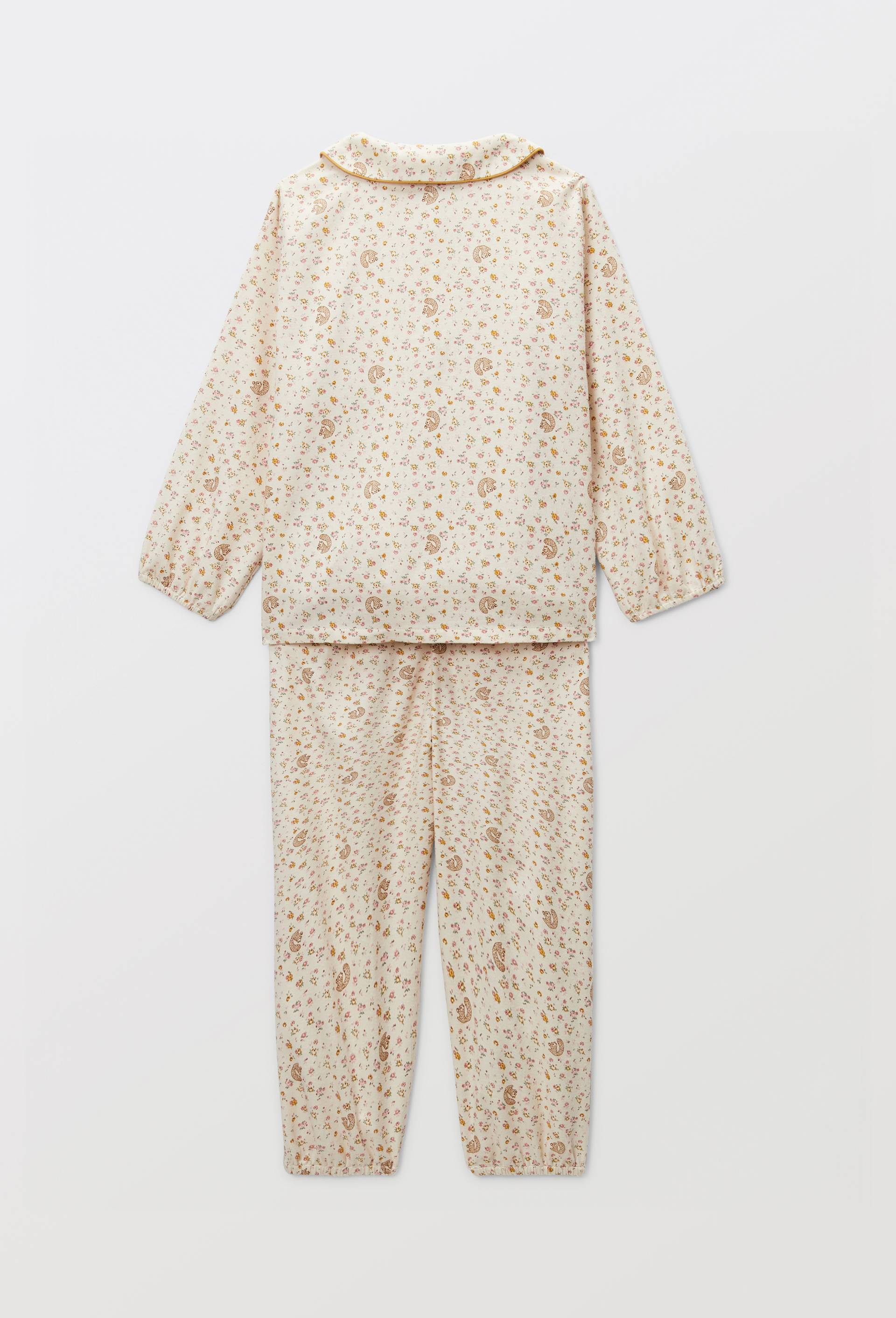 Pyjama manche longues col claudine imprim&eacute;, Beige clair, large image number 1
